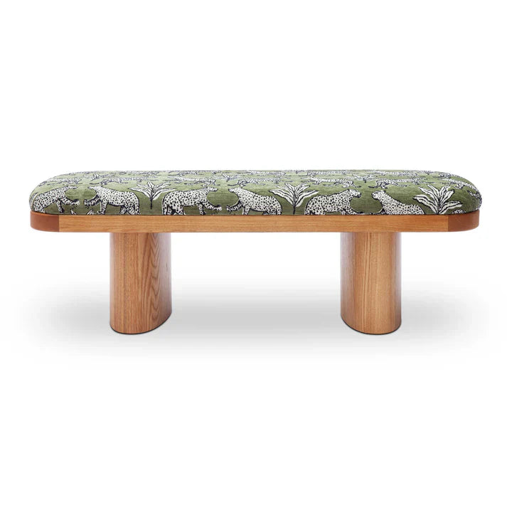 TOV Furniture Ollie Olive Green Leopard Jacquard Bench