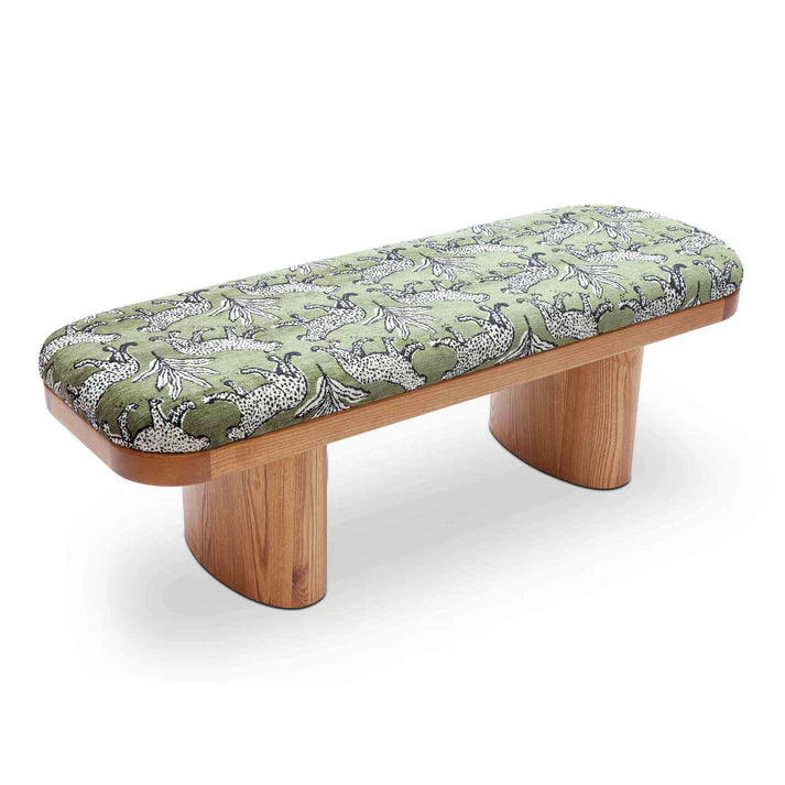 TOV Furniture Ollie Olive Green Leopard Jacquard Bench