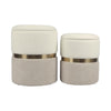 TOV Furniture Gigi Cream and Tan Chenille Storage Ottoman - Set of 2