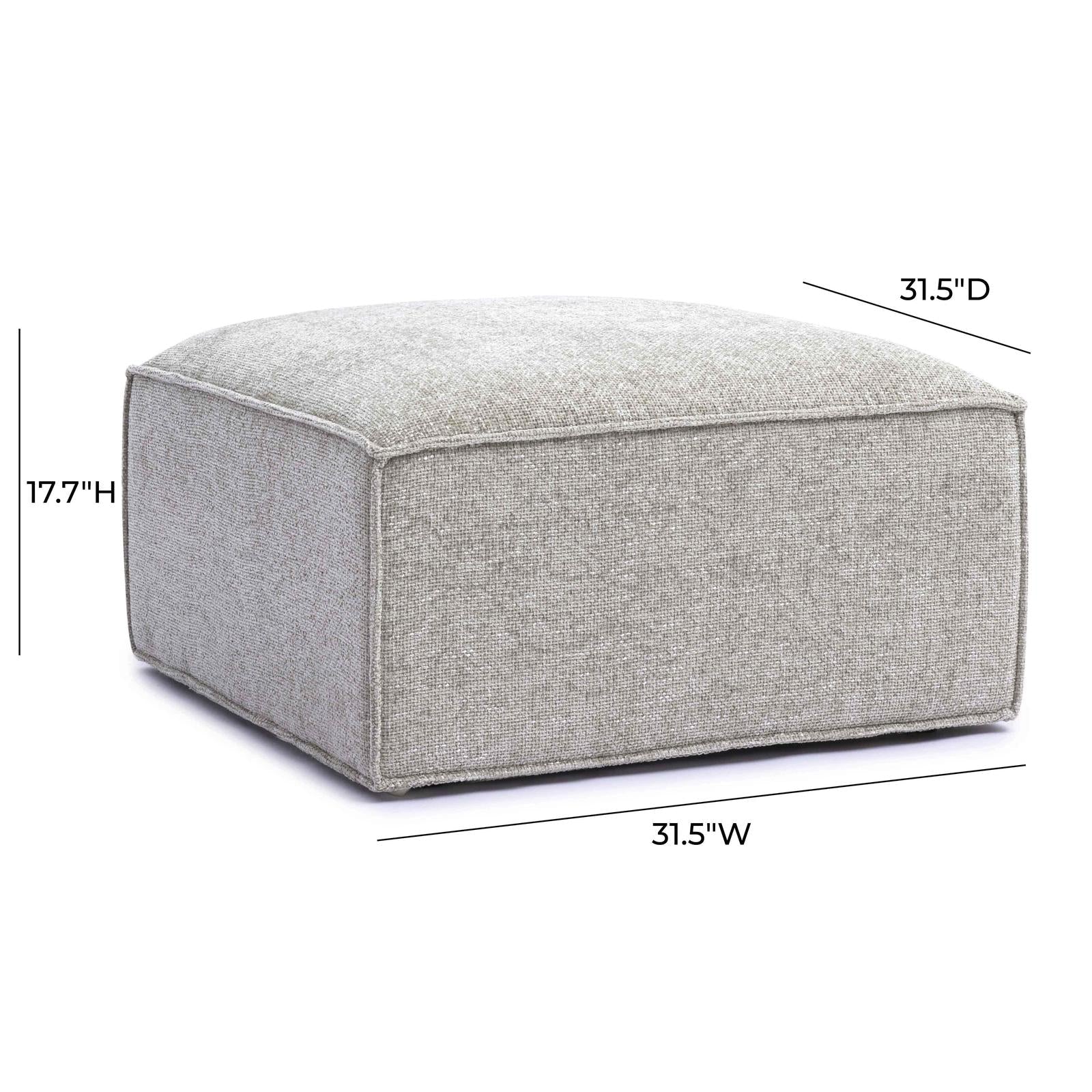 TOV Furniture Mindy Performance Chenille Basketweave Ottoman