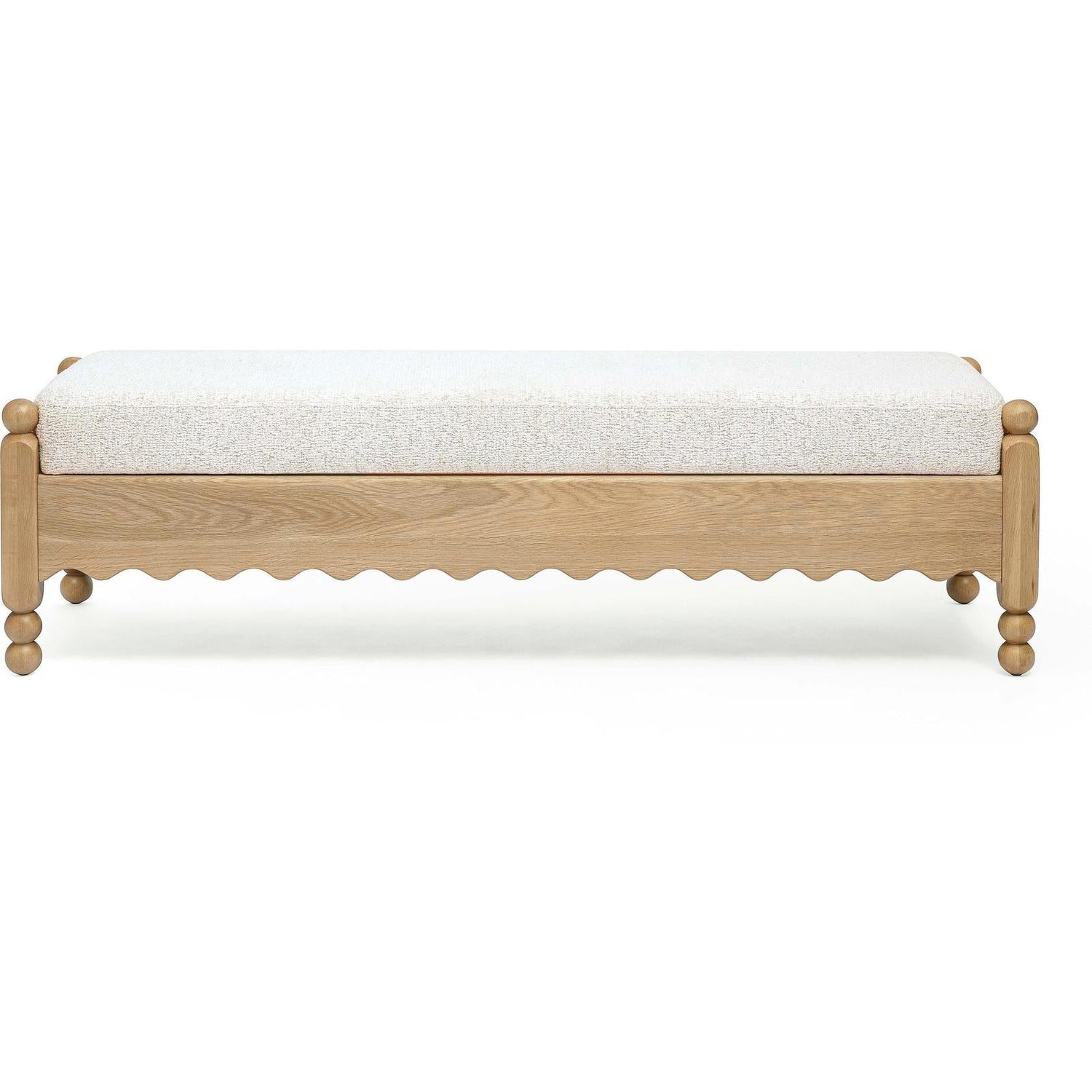 TOV Furniture Thelma 56" Cream Performance Basketweave Bench
