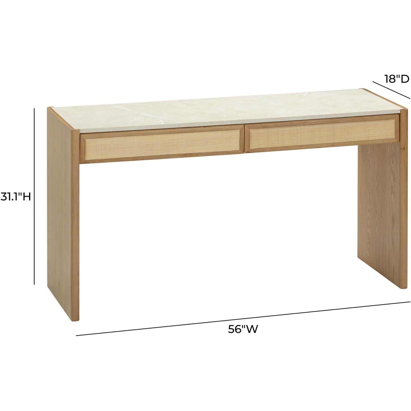 TOV Furniture Paige Natural Oak Drawer Console Desk