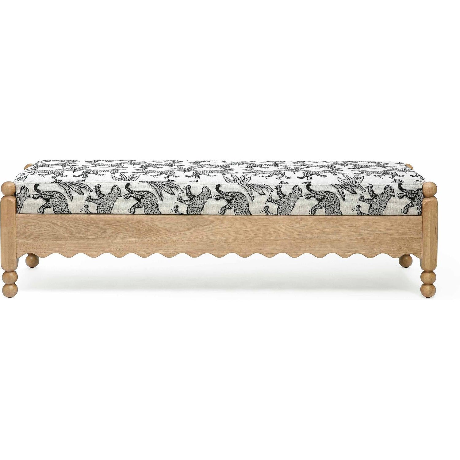 TOV Furniture Thelma 56" Leopard Performance Jacquard Fabric Bench