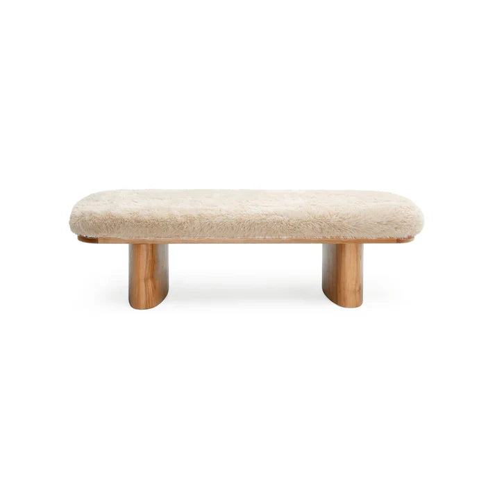 TOV Furniture Ollie Straight Vegan Shearling Large Bench