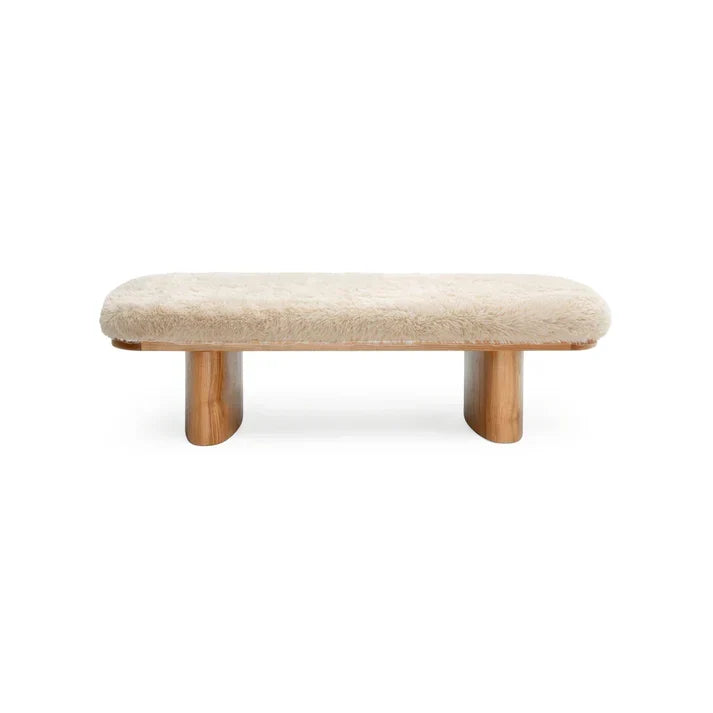 TOV Furniture Ollie Straight Vegan Shearling Bench