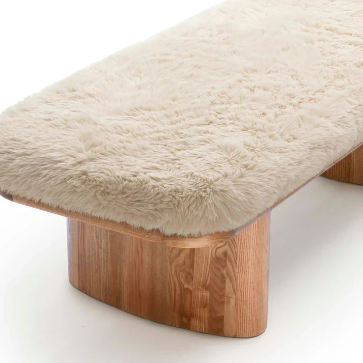 TOV Furniture Ollie Straight Vegan Shearling Bench