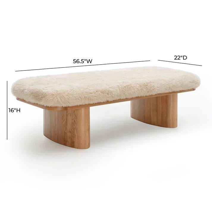 TOV Furniture Ollie Straight Vegan Shearling Bench