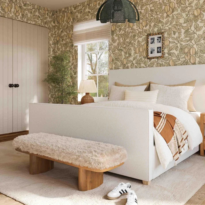 TOV Furniture Ollie Straight Vegan Shearling Bench