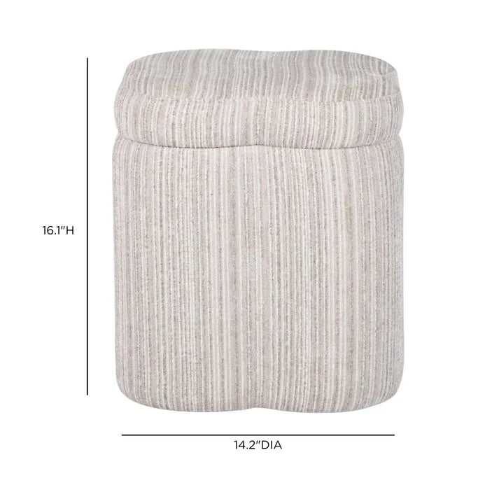 TOV Furniture Lilou Cream Striped Jacquard Storage Accent Stool