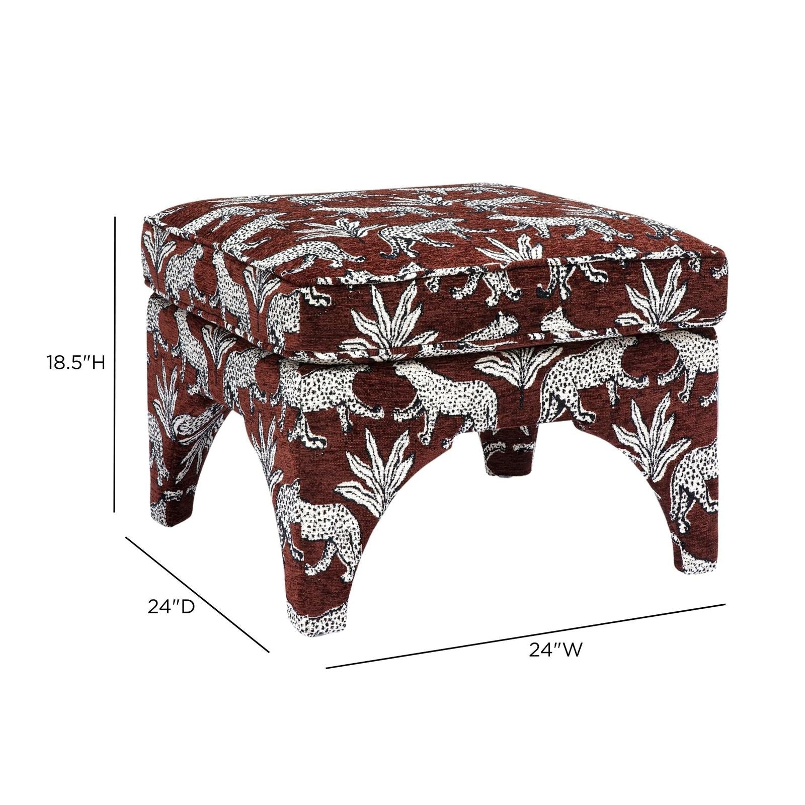 TOV Furniture Raji Leopard Performance Jacquard Ottoman