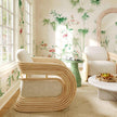 TOV Furniture Lauretta Cream Fabric and Natural Rattan Accent Chair