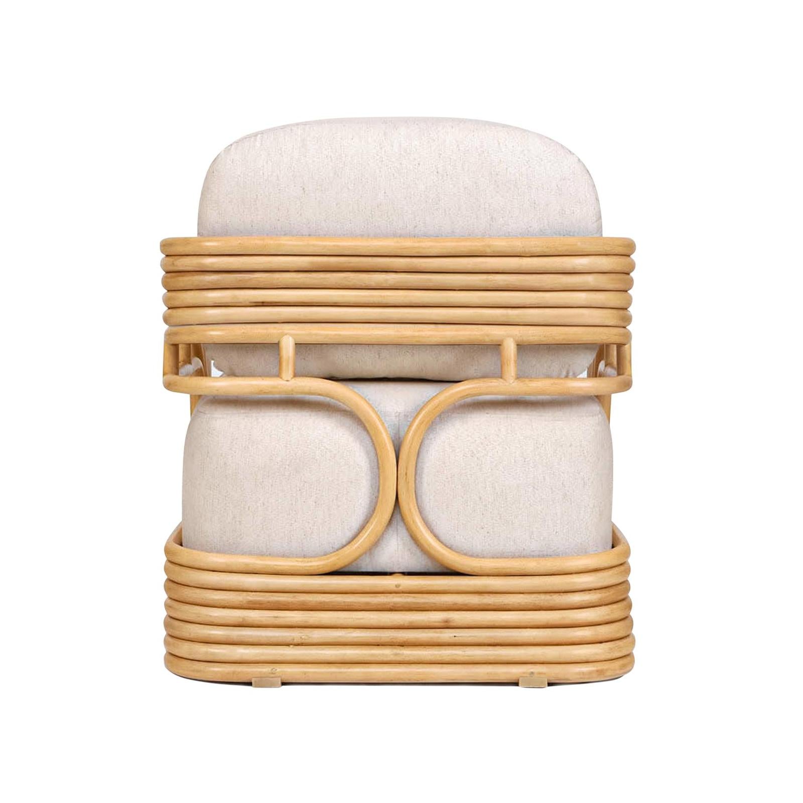 TOV Furniture Lauretta Cream Fabric and Natural Rattan Accent Chair