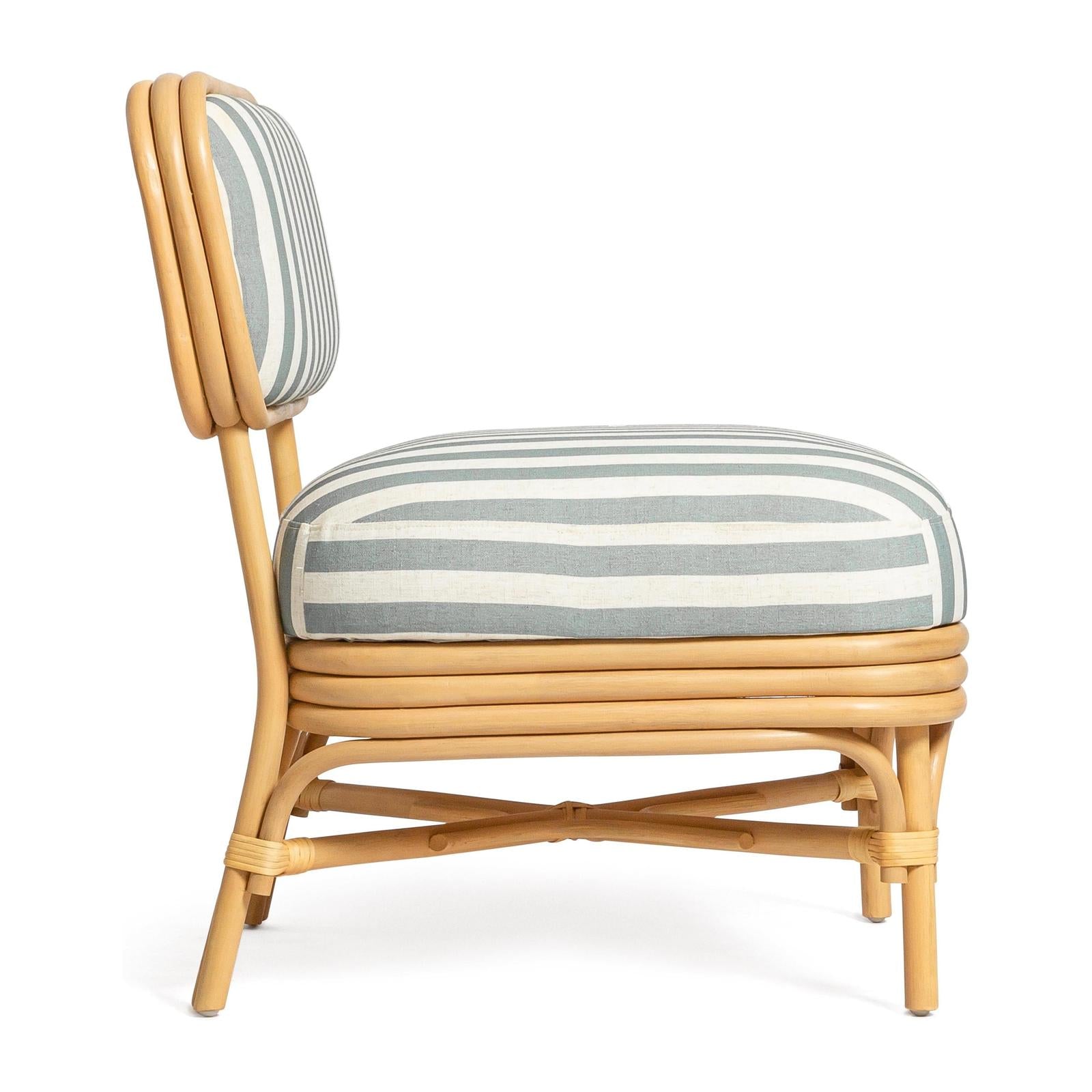 TOV Furniture Dorine Striped Performance Linen & Rattan Accent Chair