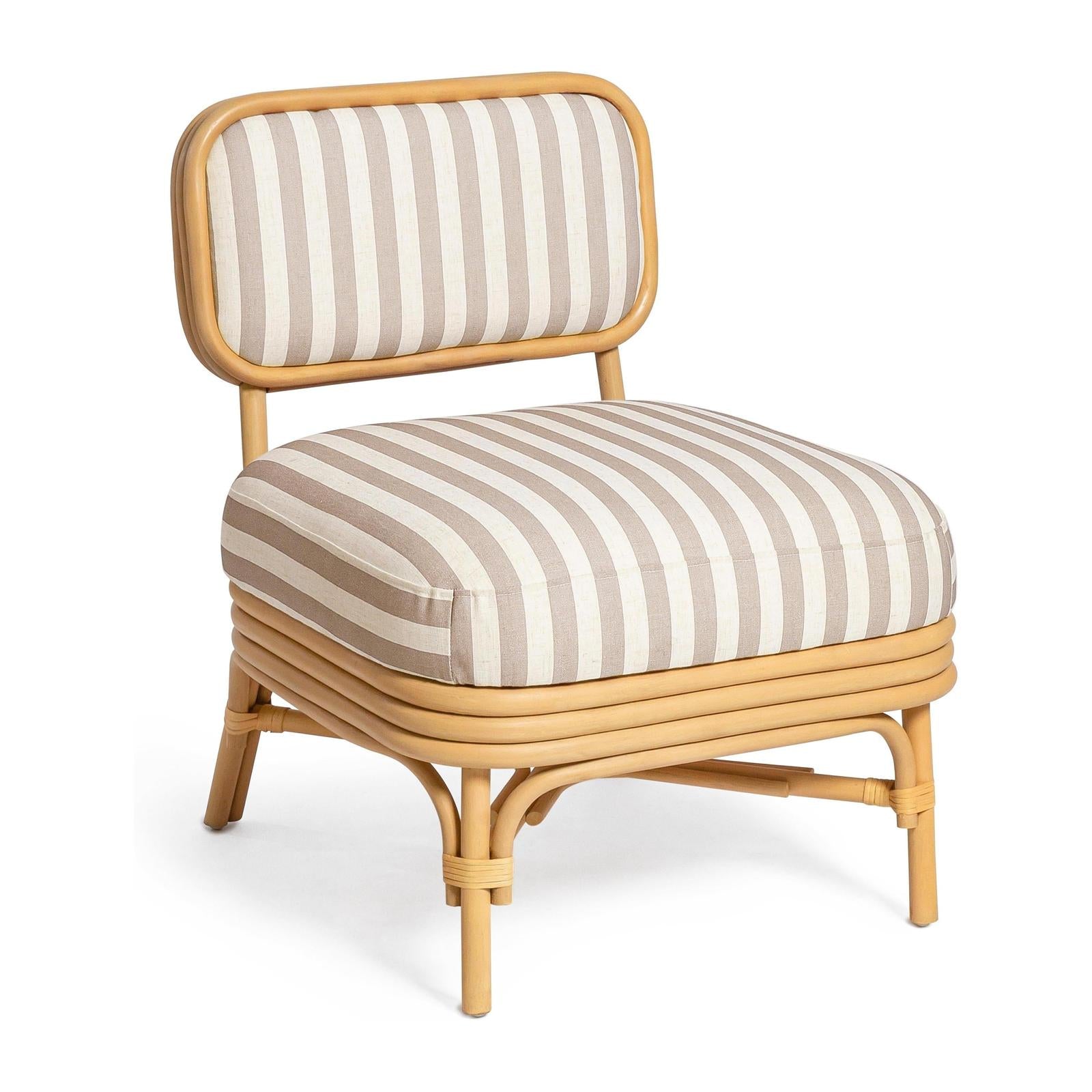 TOV Furniture Dorine Striped Performance Linen & Rattan Accent Chair
