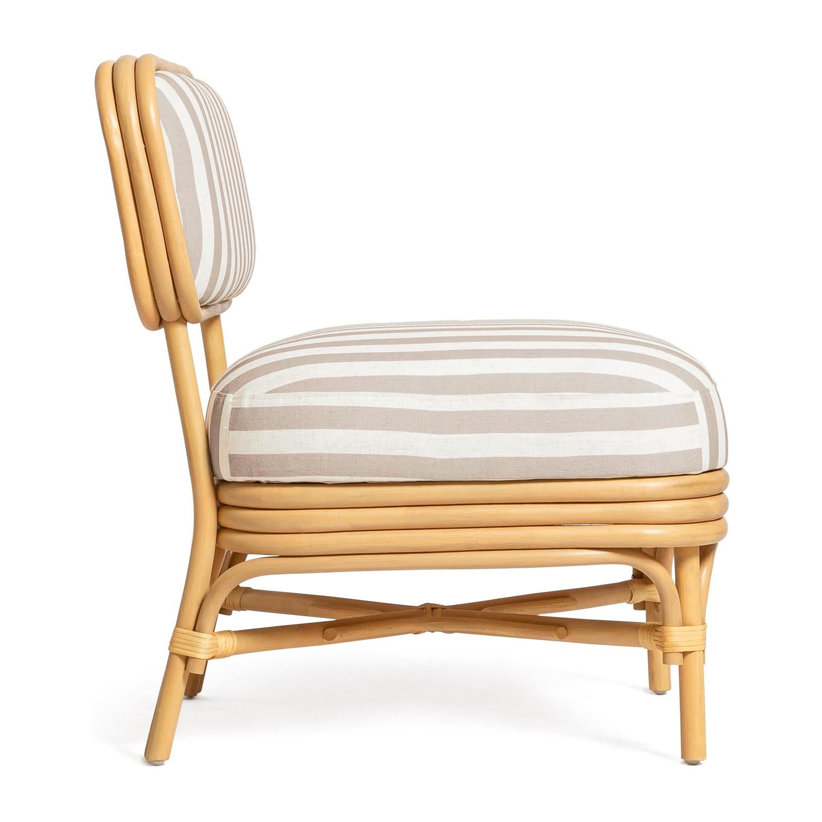 TOV Furniture Dorine Striped Performance Linen & Rattan Accent Chair