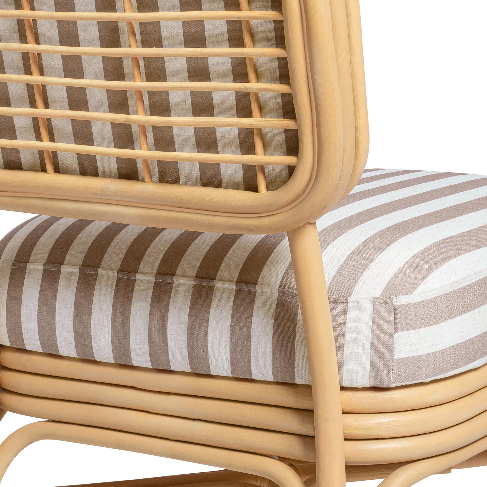 TOV Furniture Dorine Striped Performance Linen & Rattan Accent Chair