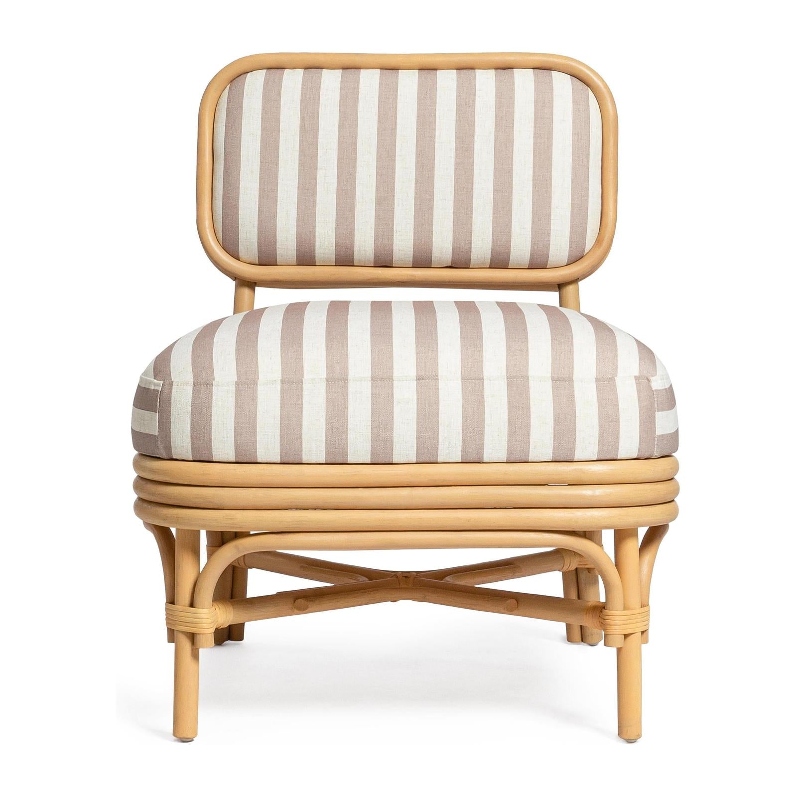 TOV Furniture Dorine Striped Performance Linen & Rattan Accent Chair