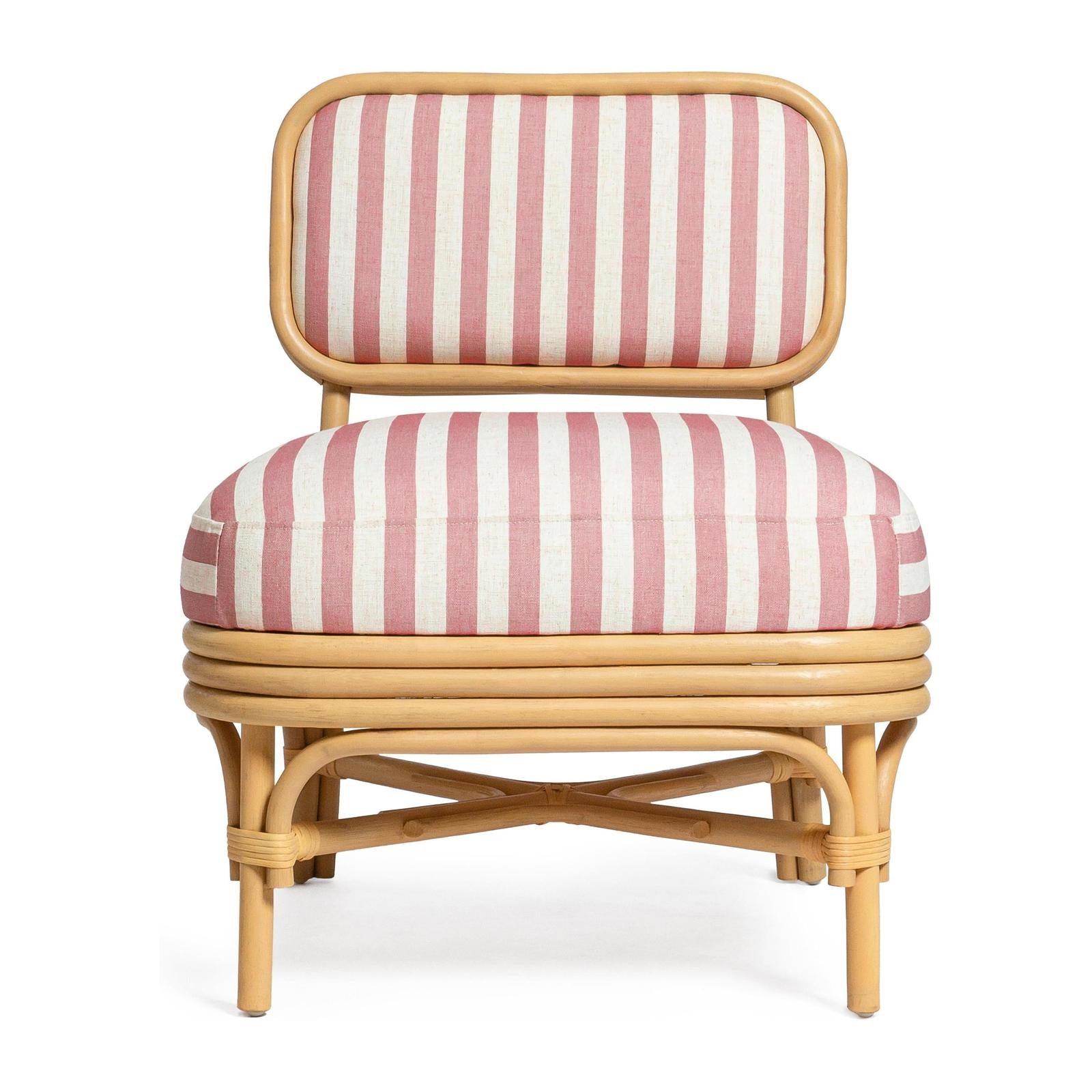 TOV Furniture Dorine Striped Performance Linen & Rattan Accent Chair