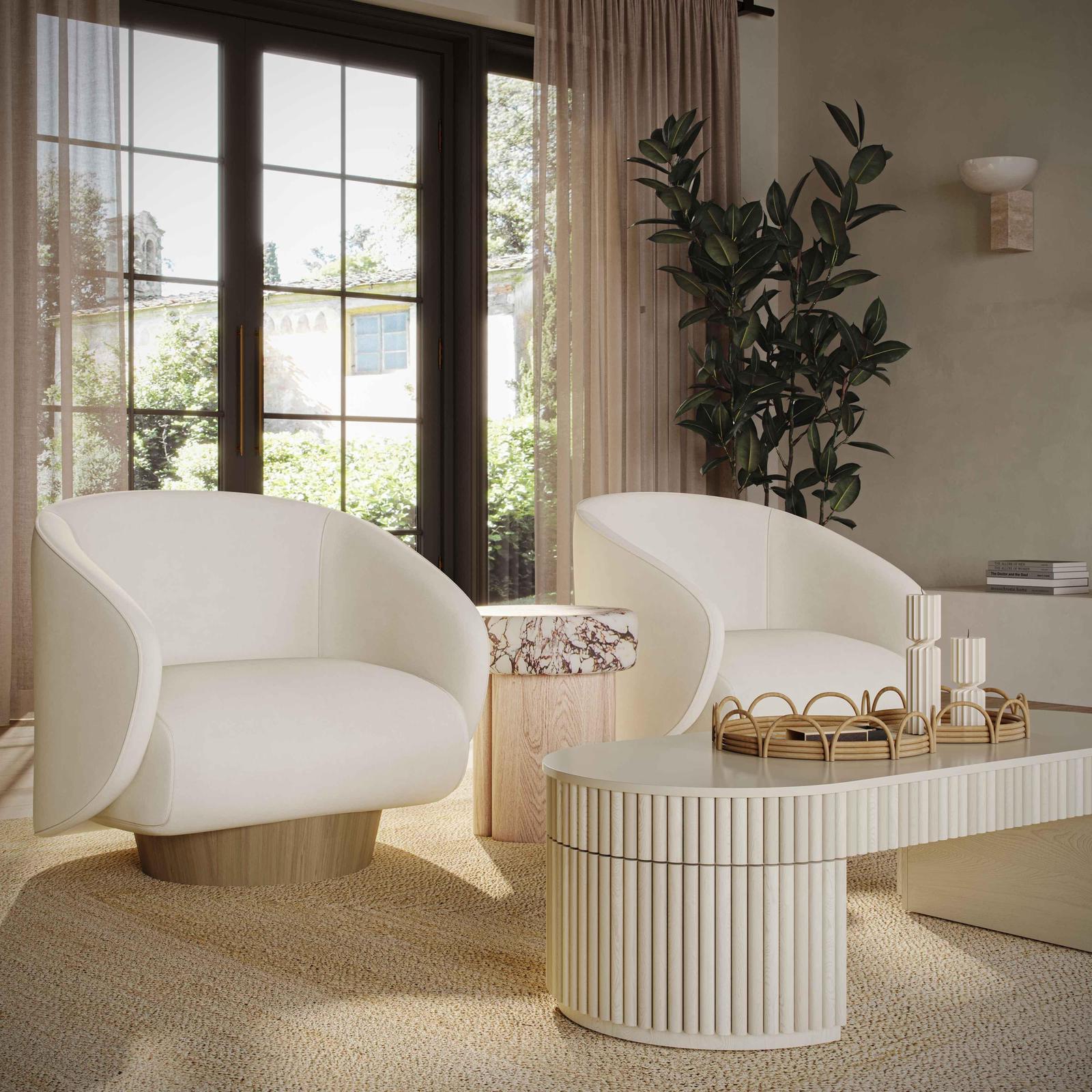 TOV Furniture Presley Cream Velvet Swivel Accent Chair