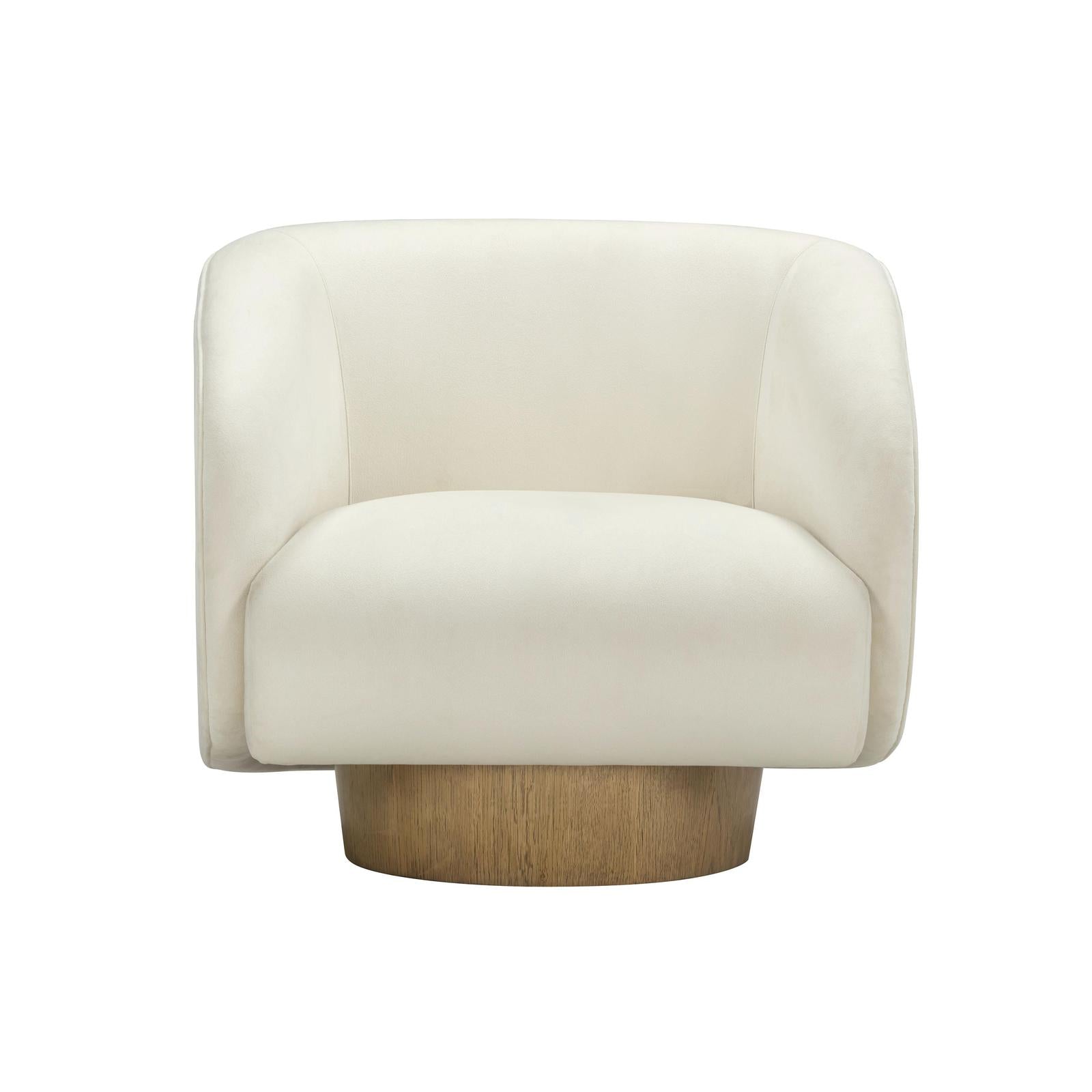 TOV Furniture Presley Cream Velvet Swivel Accent Chair