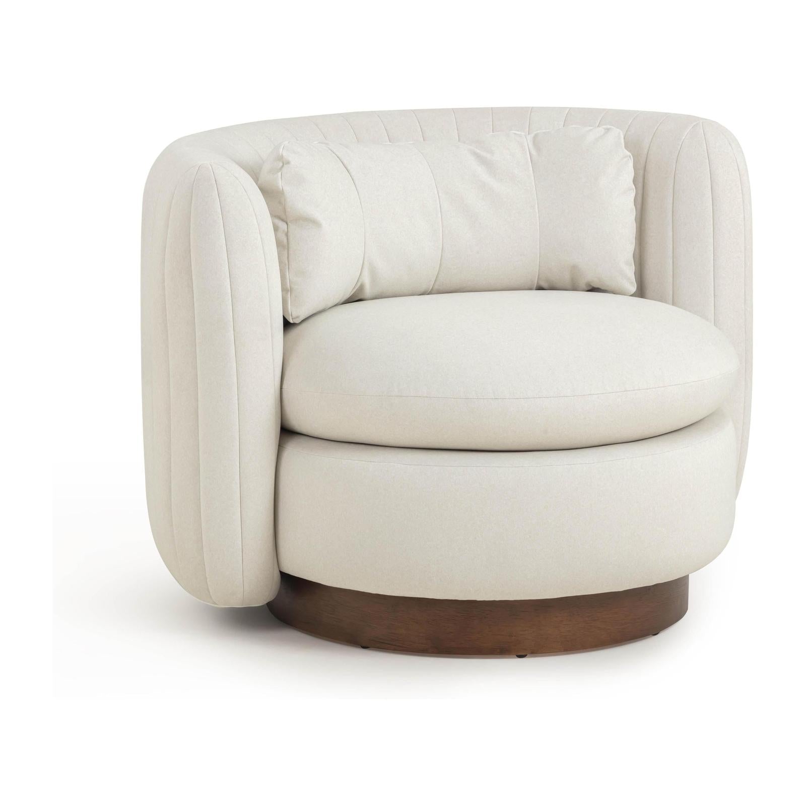 TOV Furniture Nura Cream Performance Vegan Mohair Swivel Accent Chair