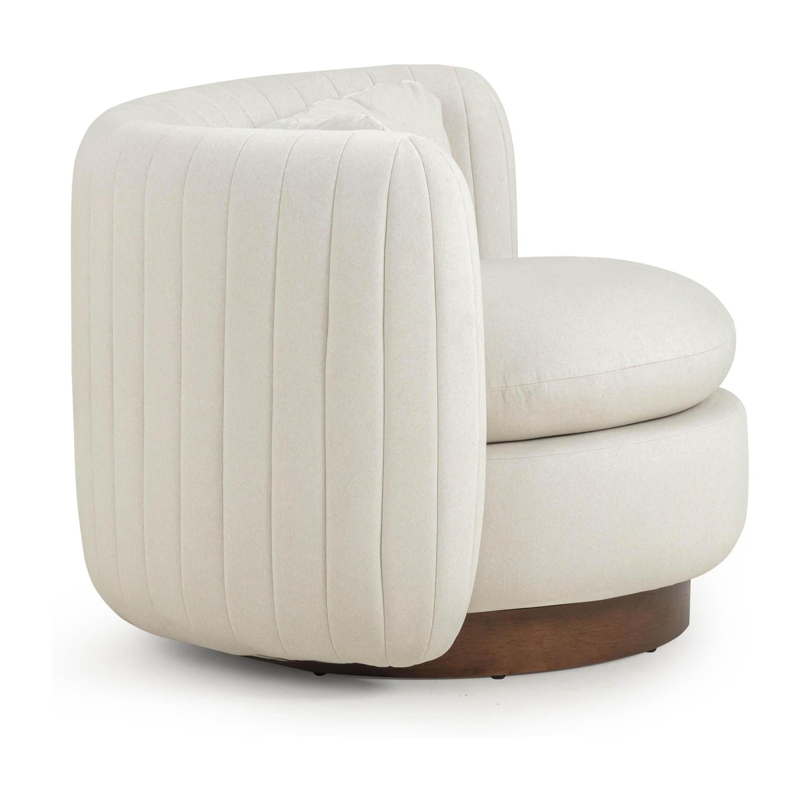 TOV Furniture Nura Cream Performance Vegan Mohair Swivel Accent Chair
