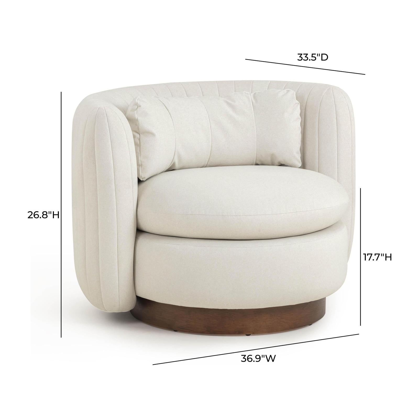 TOV Furniture Nura Cream Performance Vegan Mohair Swivel Accent Chair