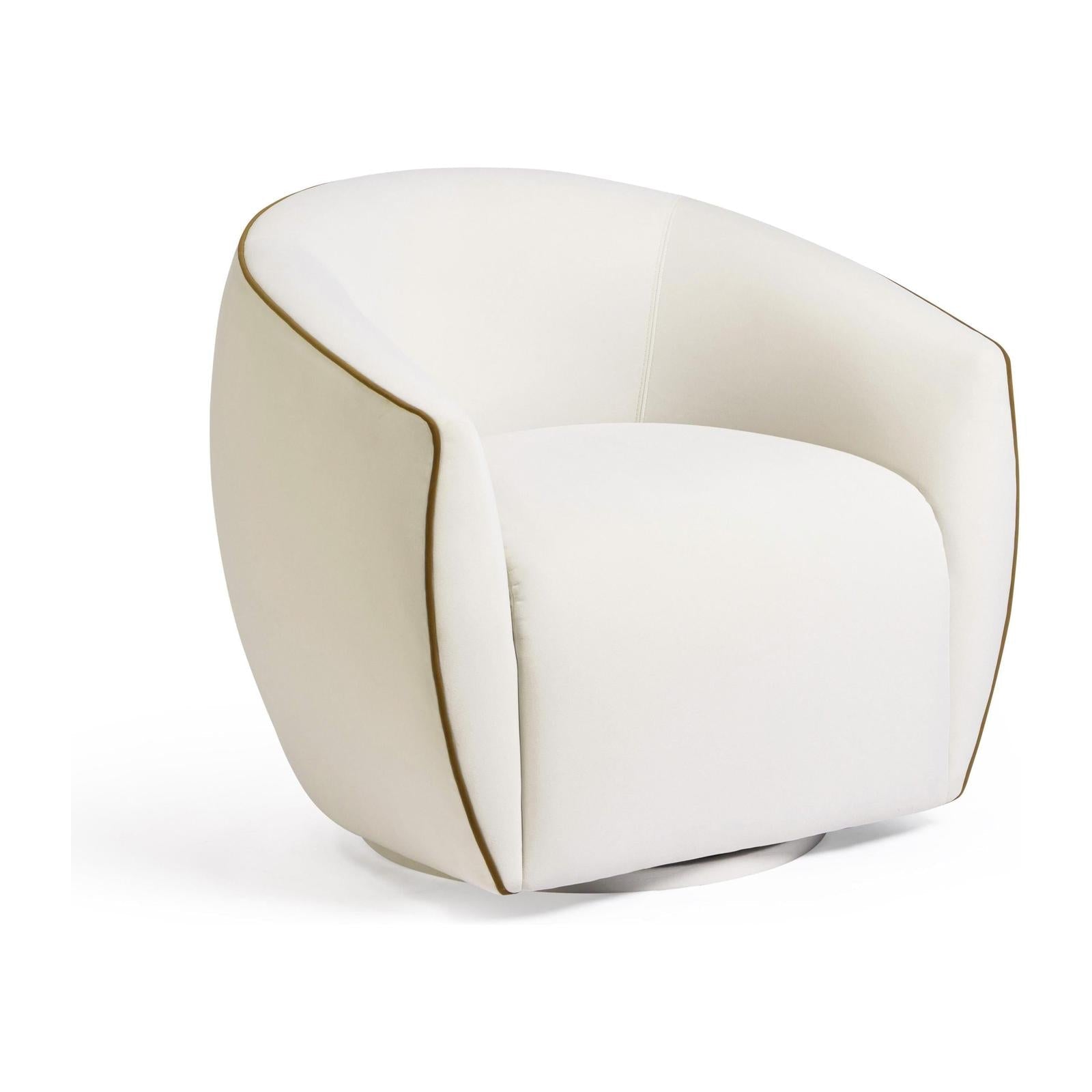 TOV Furniture Jordan Contrast Piping Performance Velvet Swivel Accent Chair