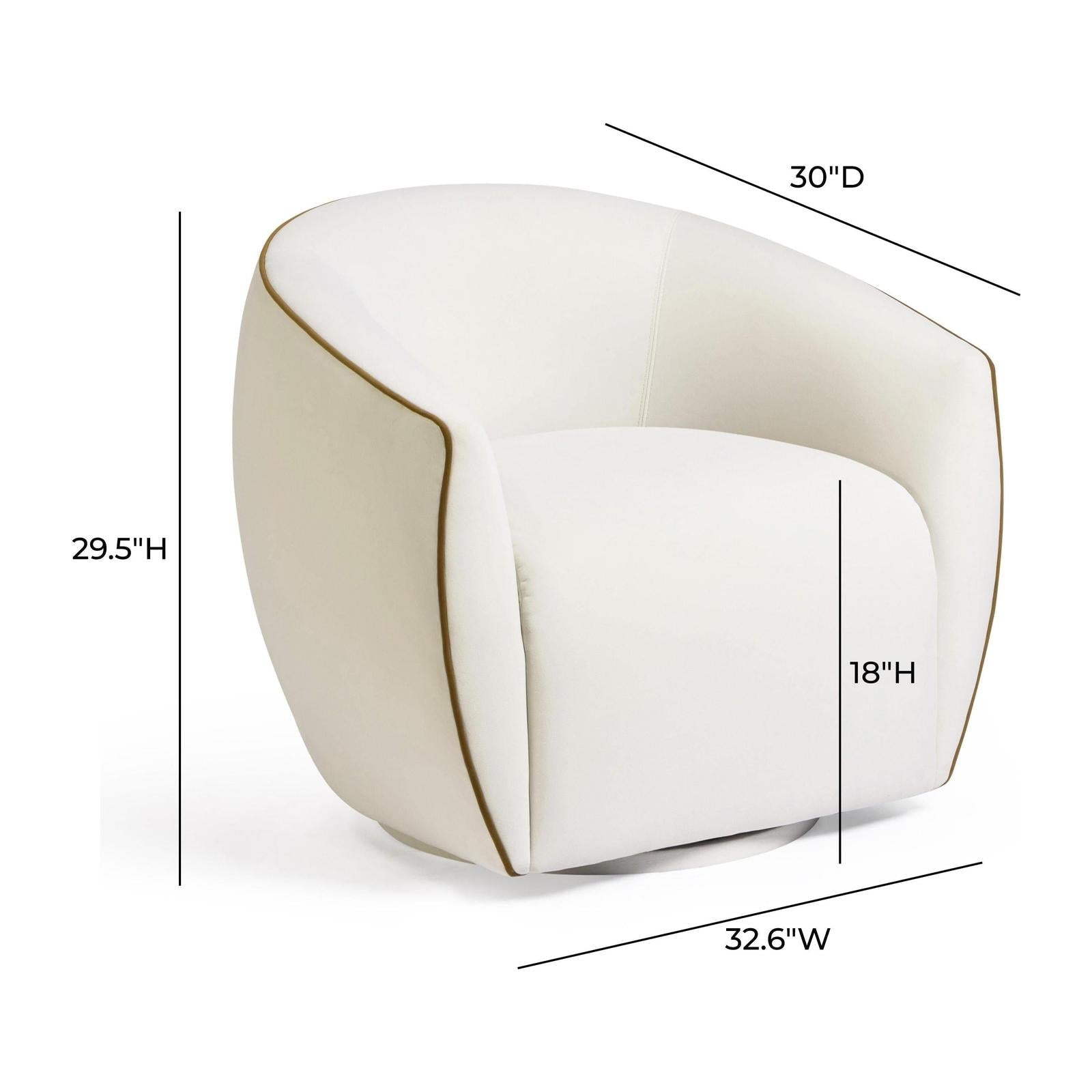 TOV Furniture Jordan Contrast Piping Performance Velvet Swivel Accent Chair