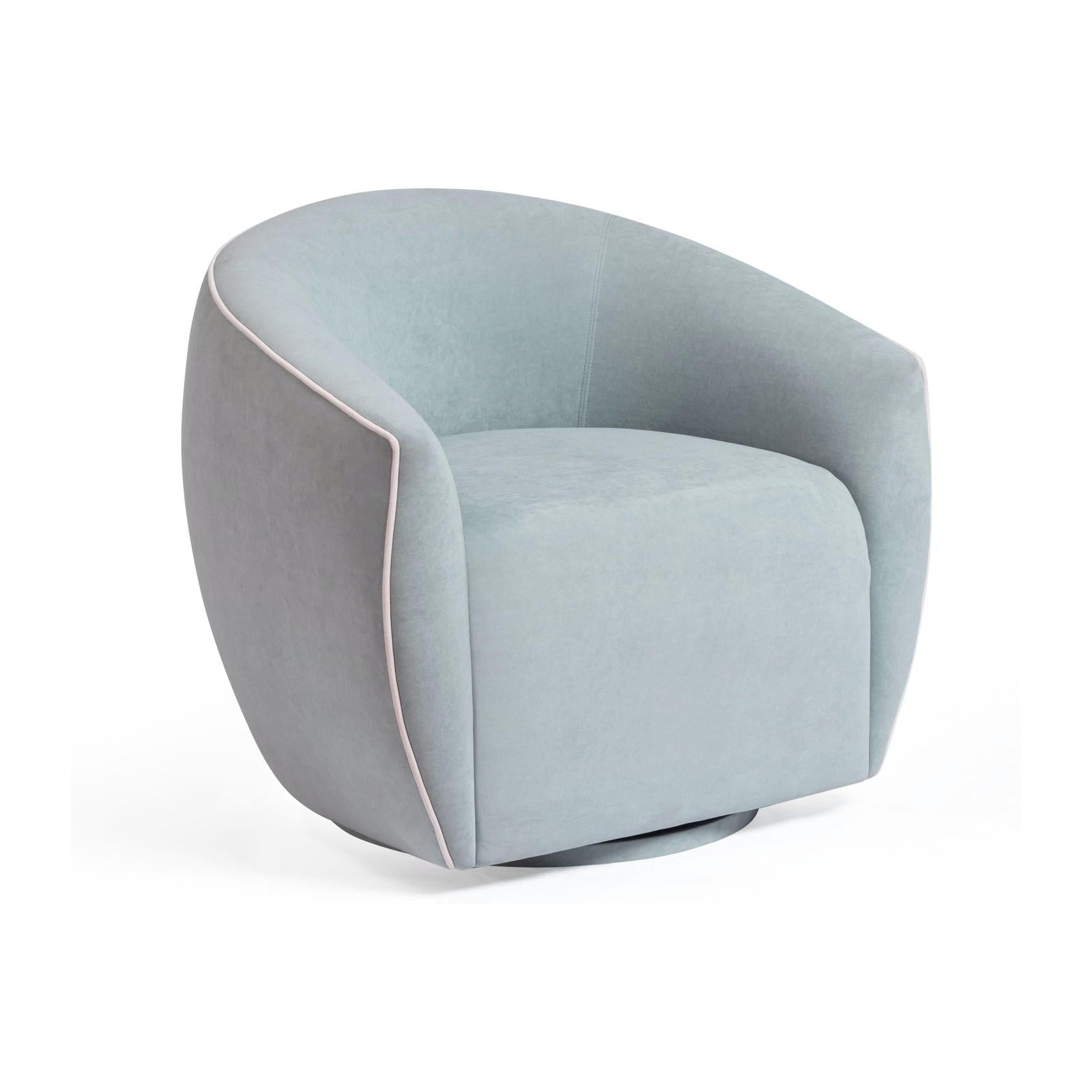 TOV Furniture Jordan Contrast Piping Performance Velvet Swivel Accent Chair