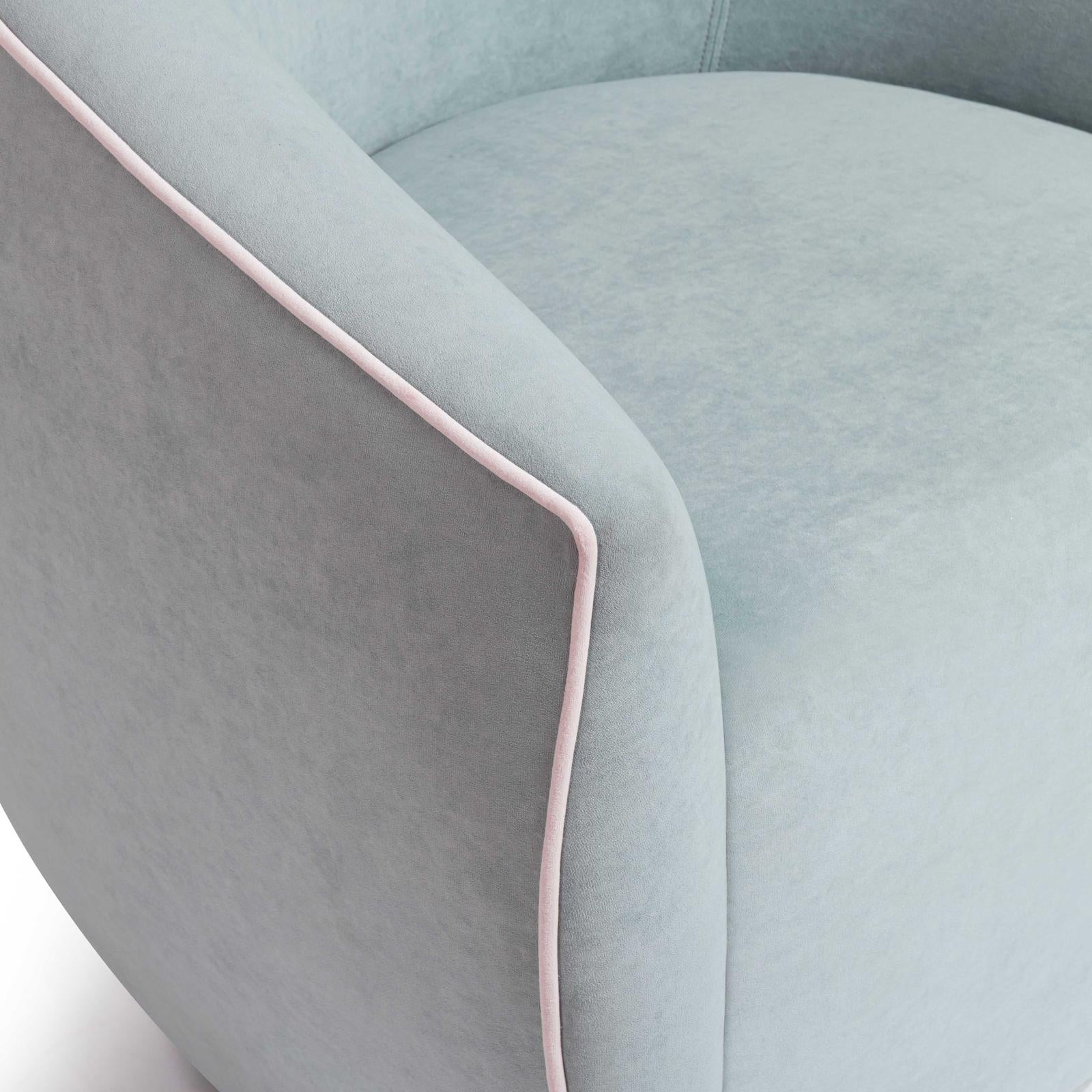 TOV Furniture Jordan Contrast Piping Performance Velvet Swivel Accent Chair
