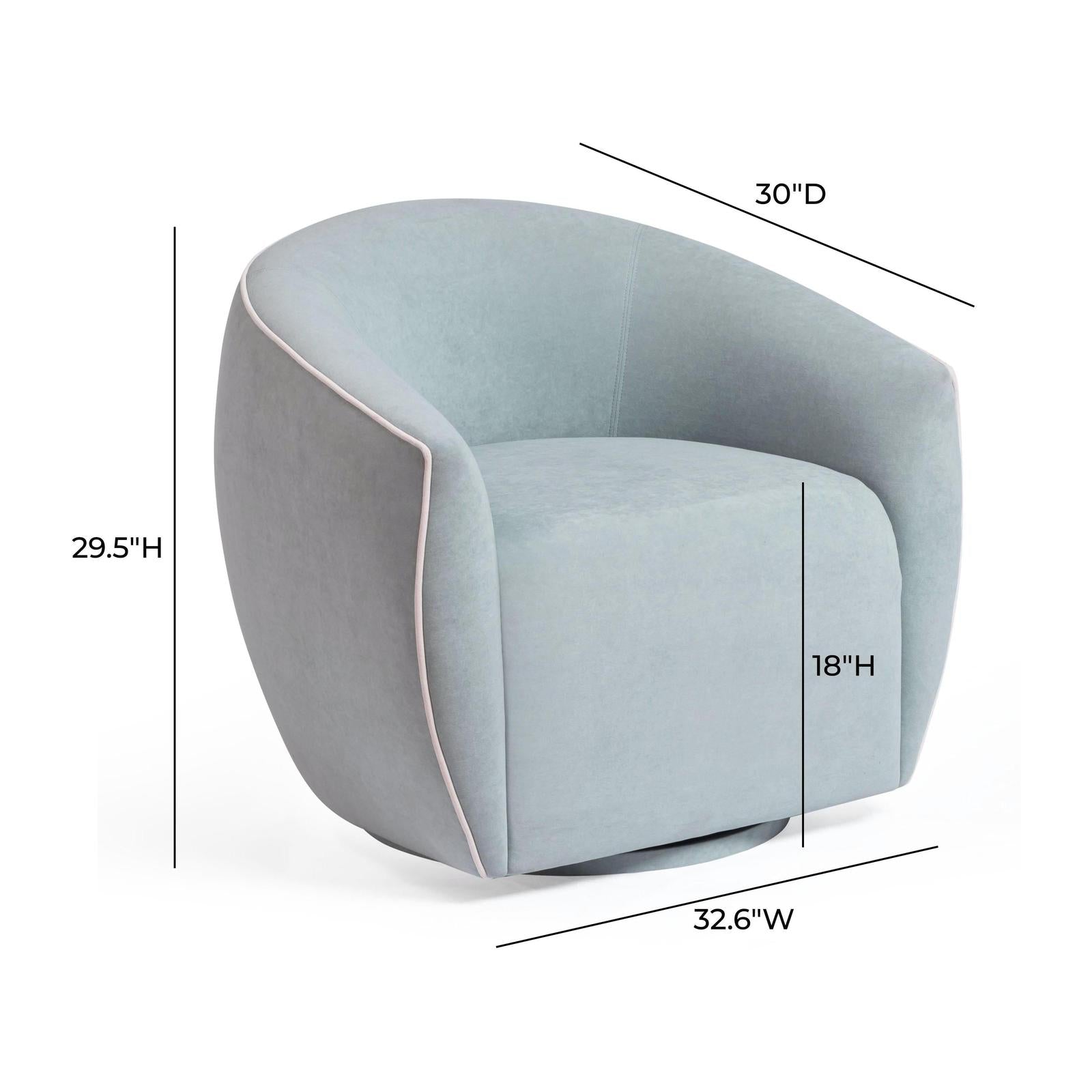 TOV Furniture Jordan Contrast Piping Performance Velvet Swivel Accent Chair