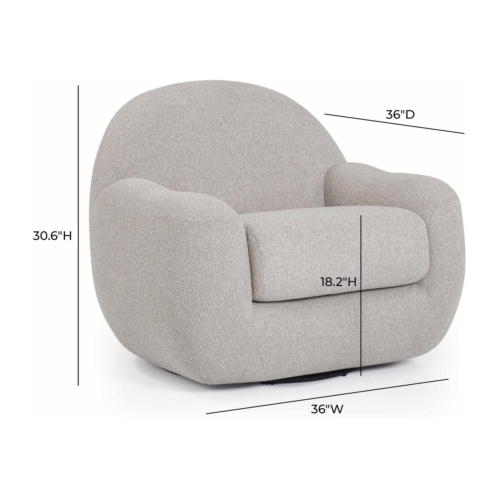 TOV Furniture Tiago Warm Grey Performance Boucle Swivel Accent Chair