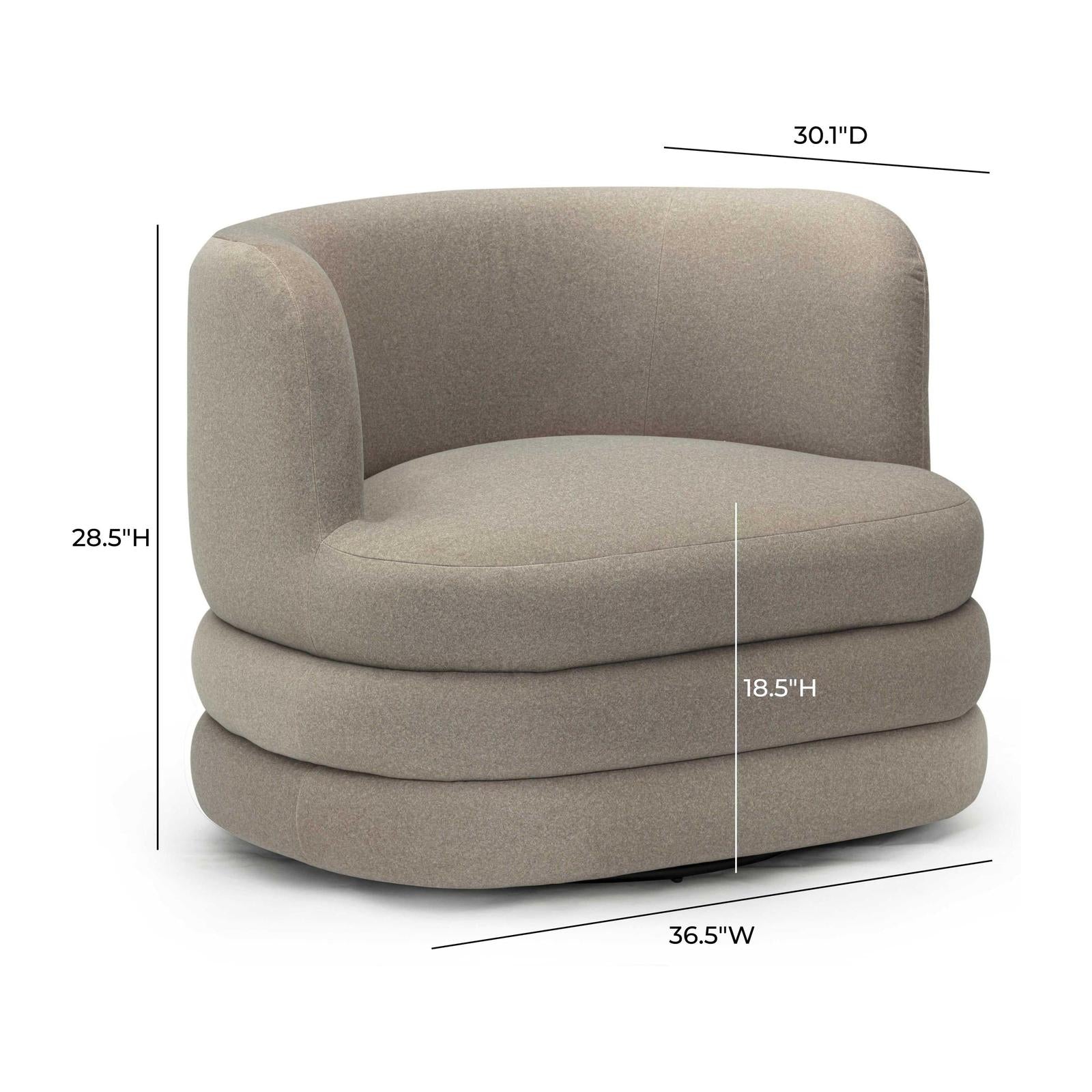TOV Furniture Astor Performance Faux Mohair Swivel Hotel Lounge Chair