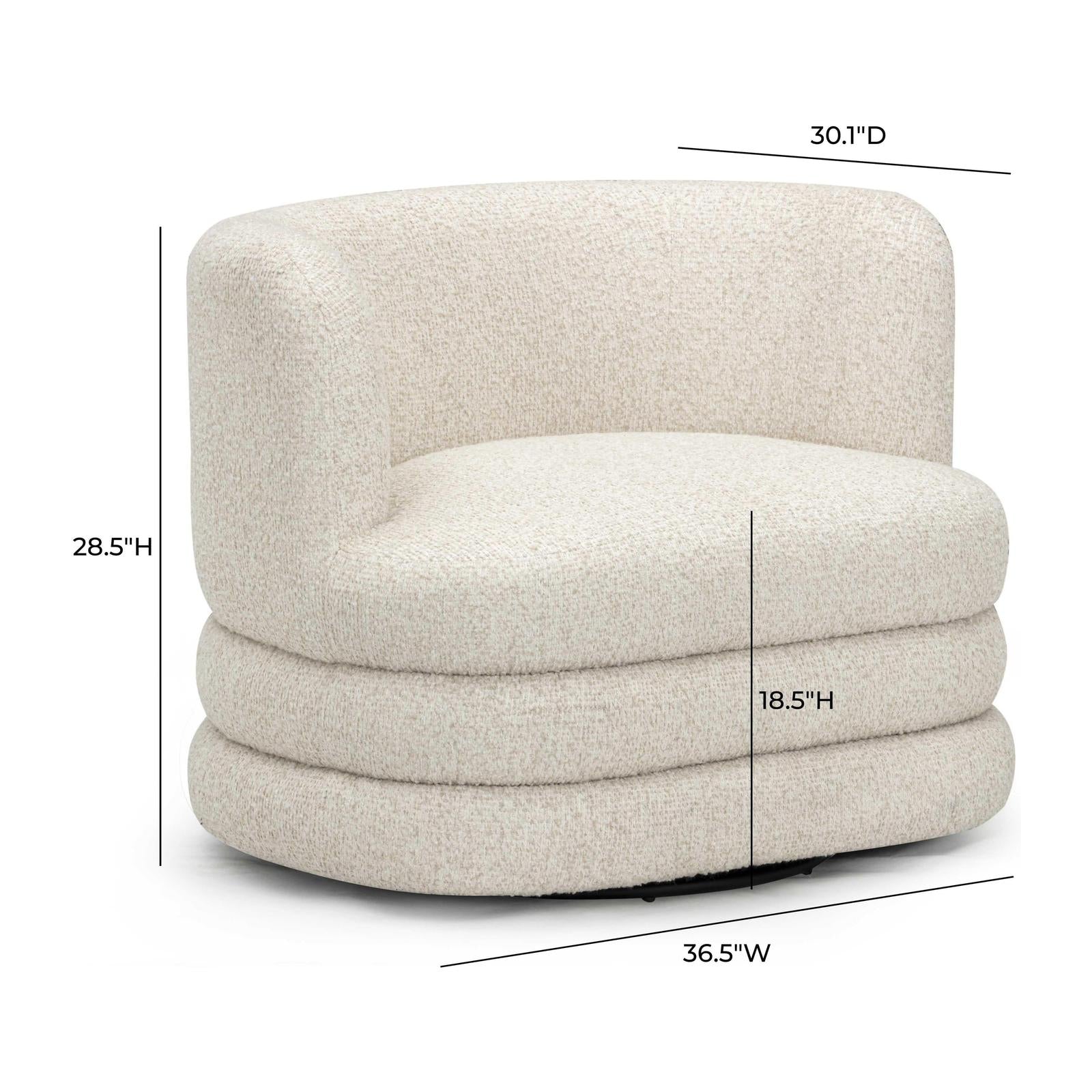 TOV Furniture Astor Heavy Performance Boucle Swivel Hotel Lounge Chair