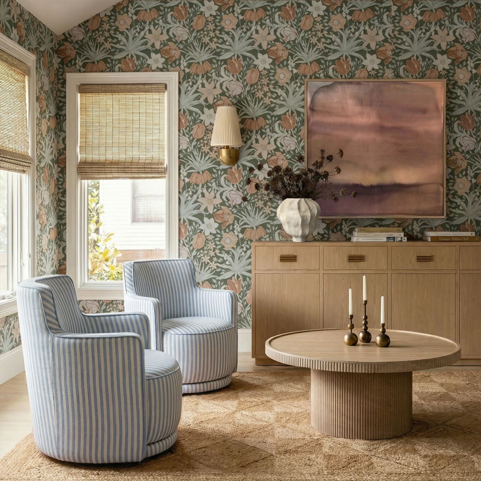 TOV Furniture Passe Striped Linen Swivel Chair
