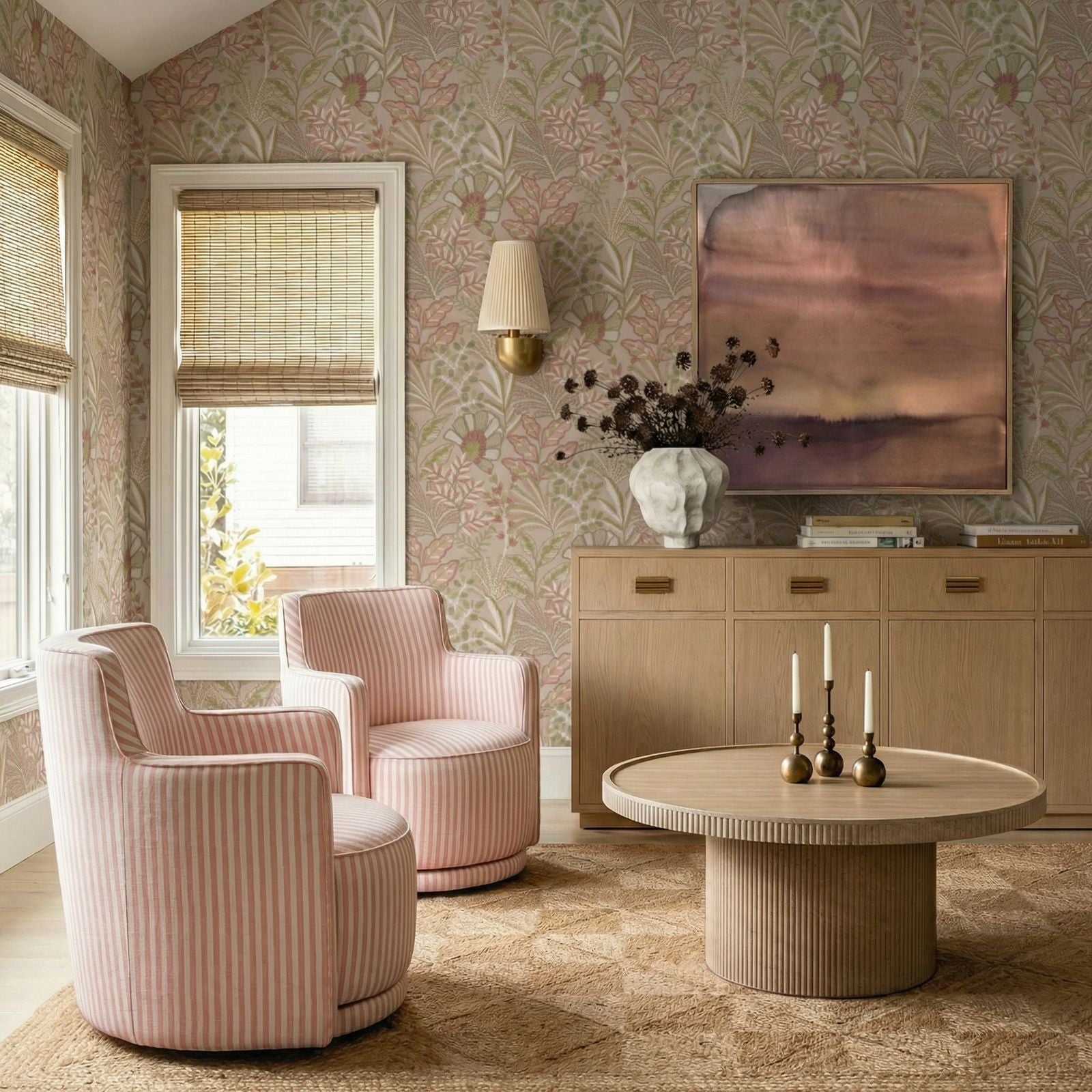 TOV Furniture Passe Striped Linen Swivel Chair