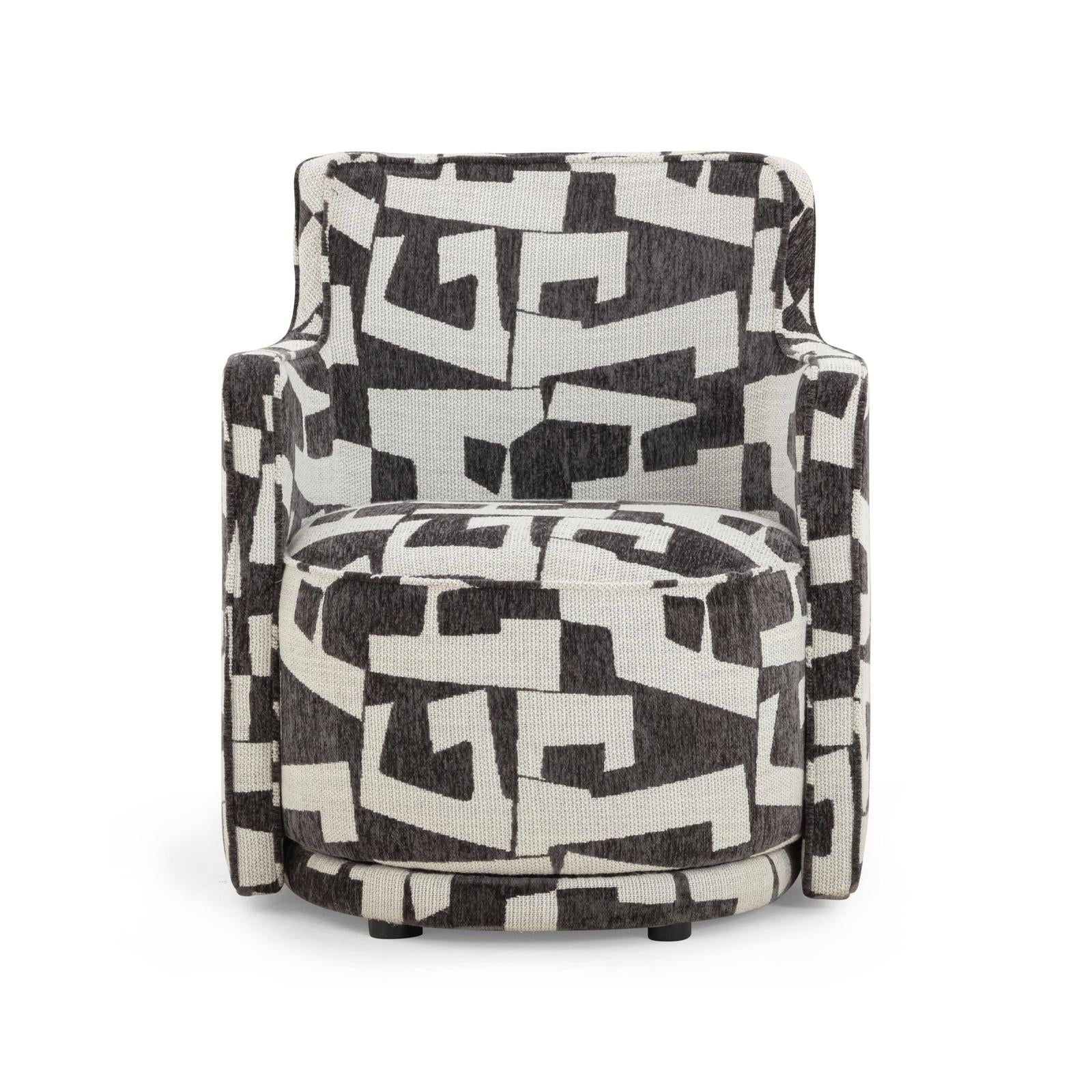 TOV Furniture Passe Black Performance Jacquard Swivel Chair