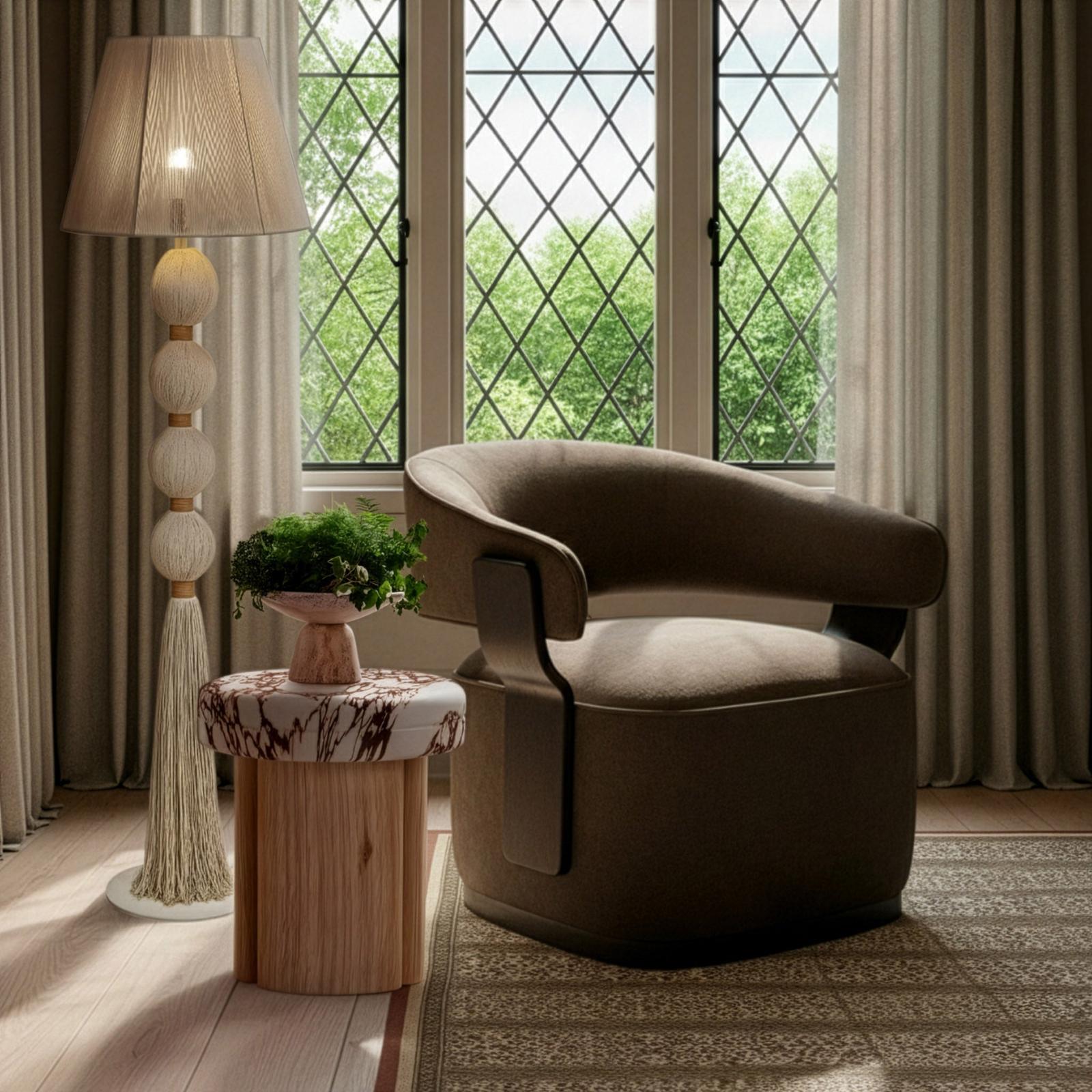TOV Furniture Madison Linen Performance Chenille Swivel Accent Chair