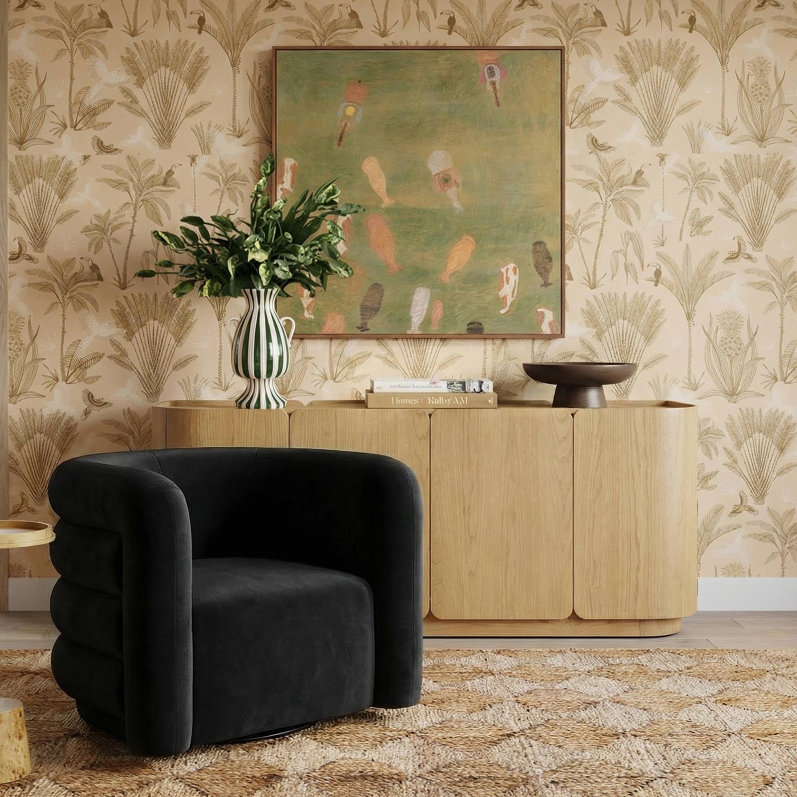 TOV Furniture Curves Performance Velvet Swivel Accent Chair