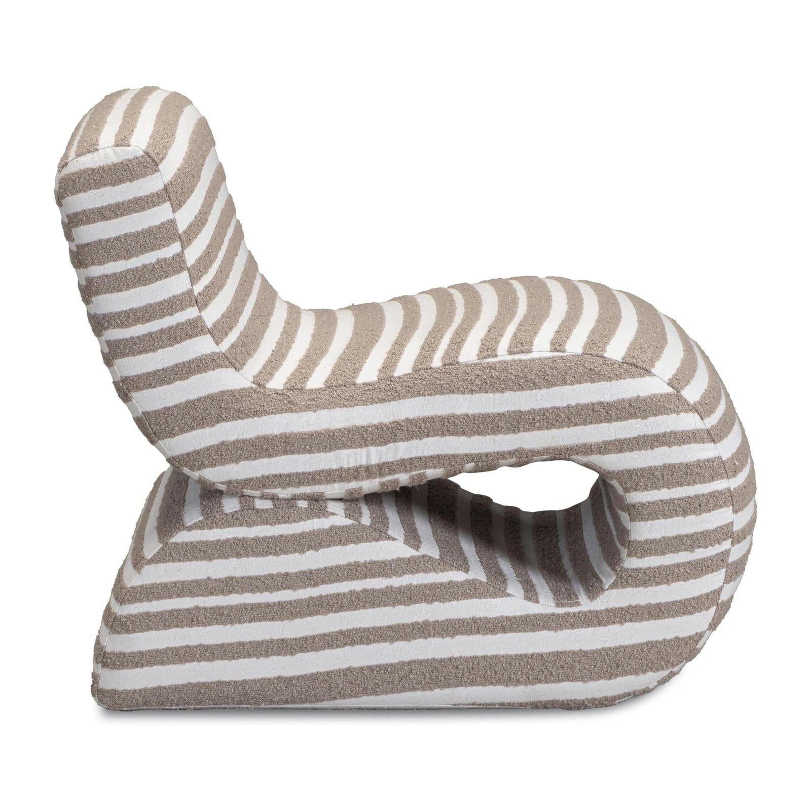 TOV Furniture Senna Taupe Organic Stripes Contract-Grade Jacquard Fabric Accent Chair
