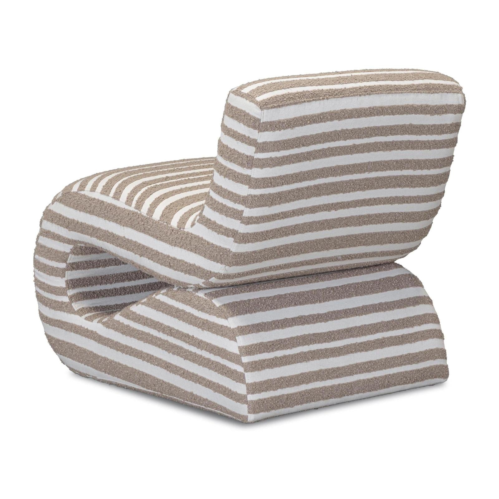 TOV Furniture Senna Taupe Organic Stripes Contract-Grade Jacquard Fabric Accent Chair