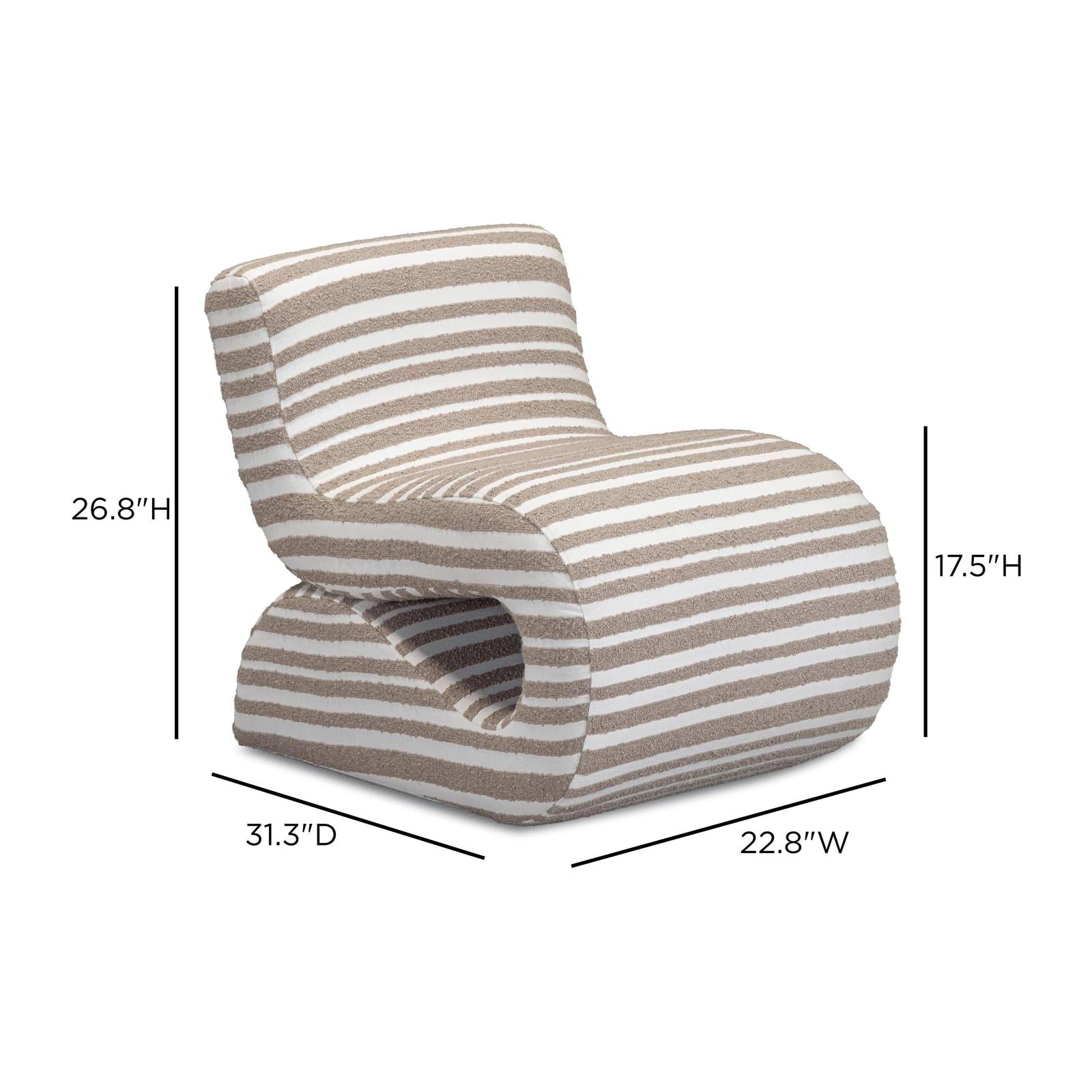 TOV Furniture Senna Taupe Organic Stripes Contract-Grade Jacquard Fabric Accent Chair