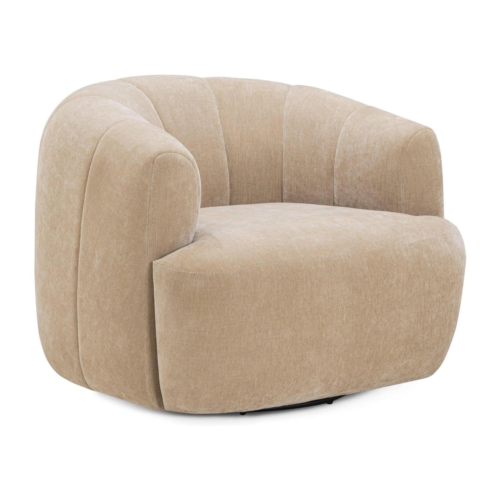 TOV Furniture Jasmine Upcycled Contract-Grade Basketweave Fabric Swivel Accent Chair