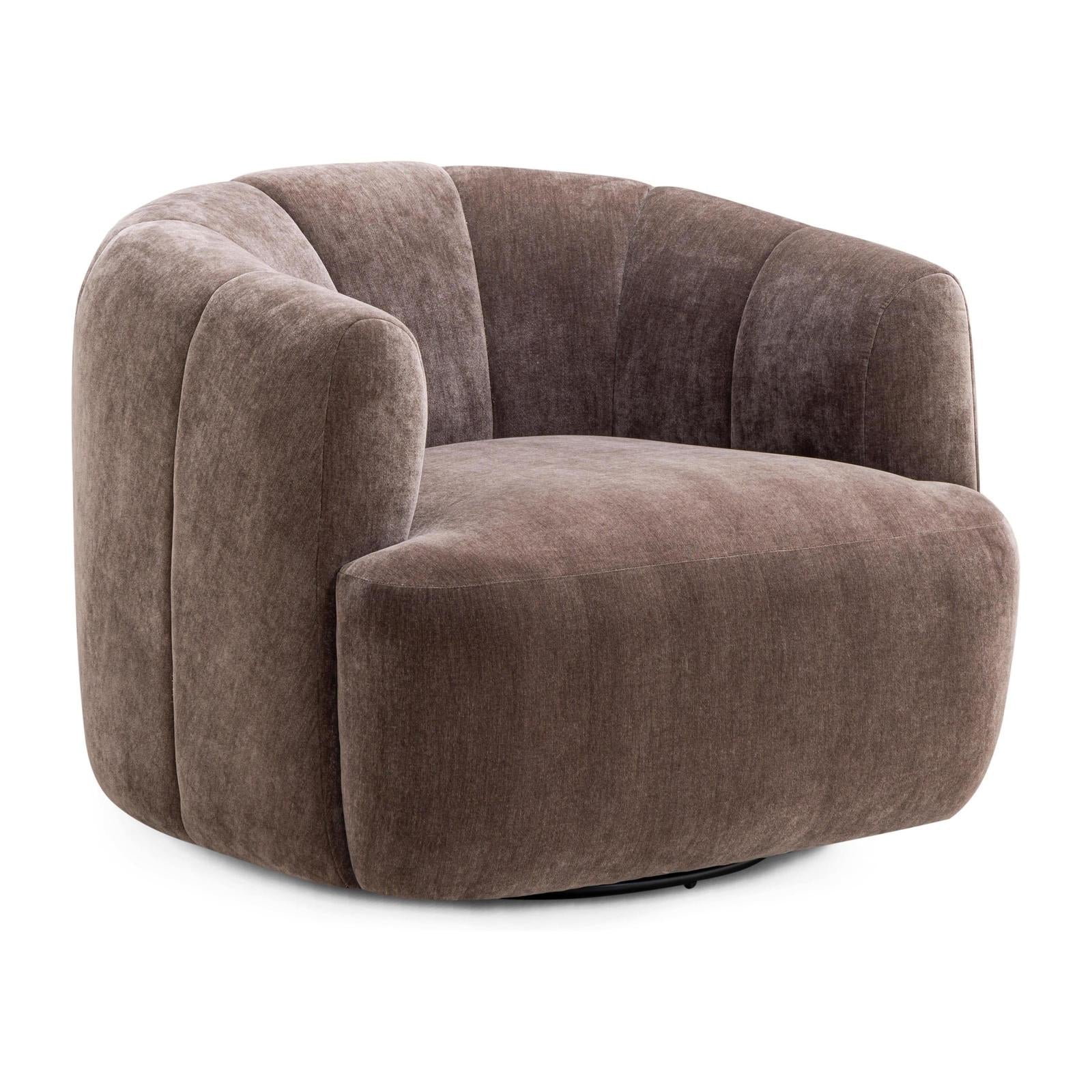 TOV Furniture Jasmine Upcycled Contract-Grade Basketweave Fabric Swivel Accent Chair