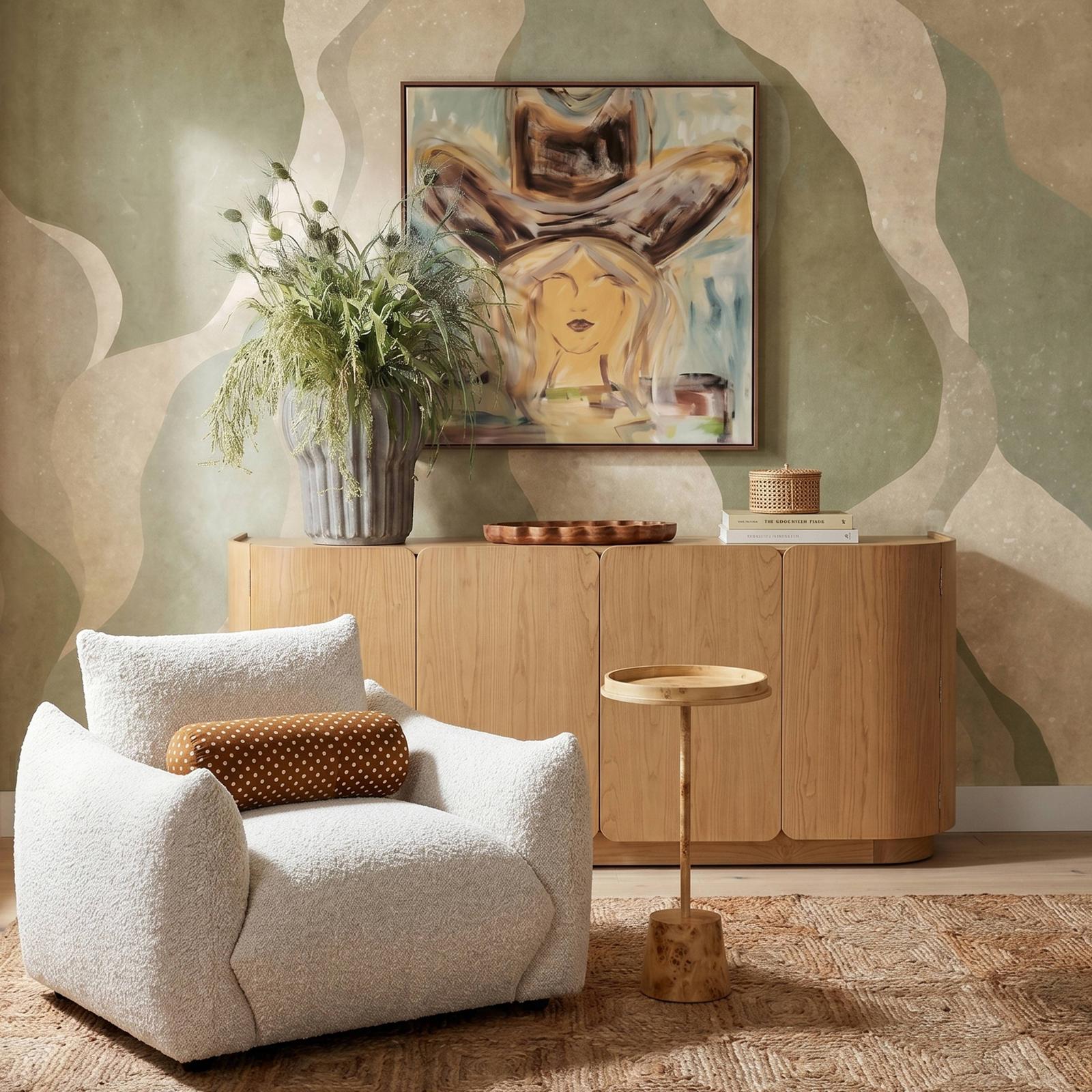 TOV Furniture Saint Tropez Nubby Fabric Armchair in Sand