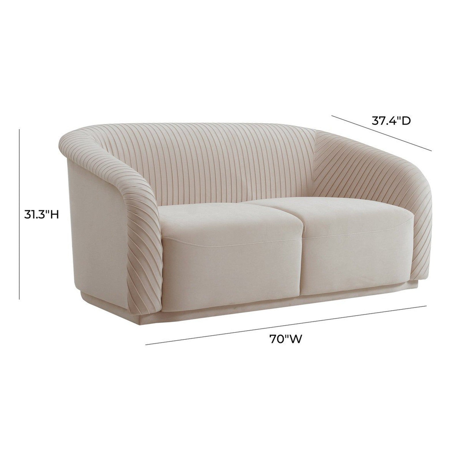 TOV Furniture Yara Pleated Velvet Loveseat by Inspire Me! Home Decor