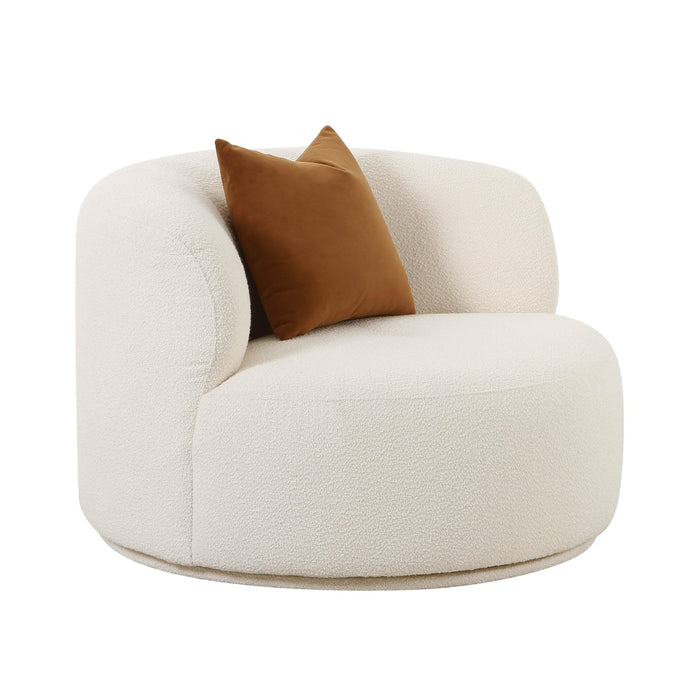 TOV Furniture Fickle Cream Boucle Swivel Chair