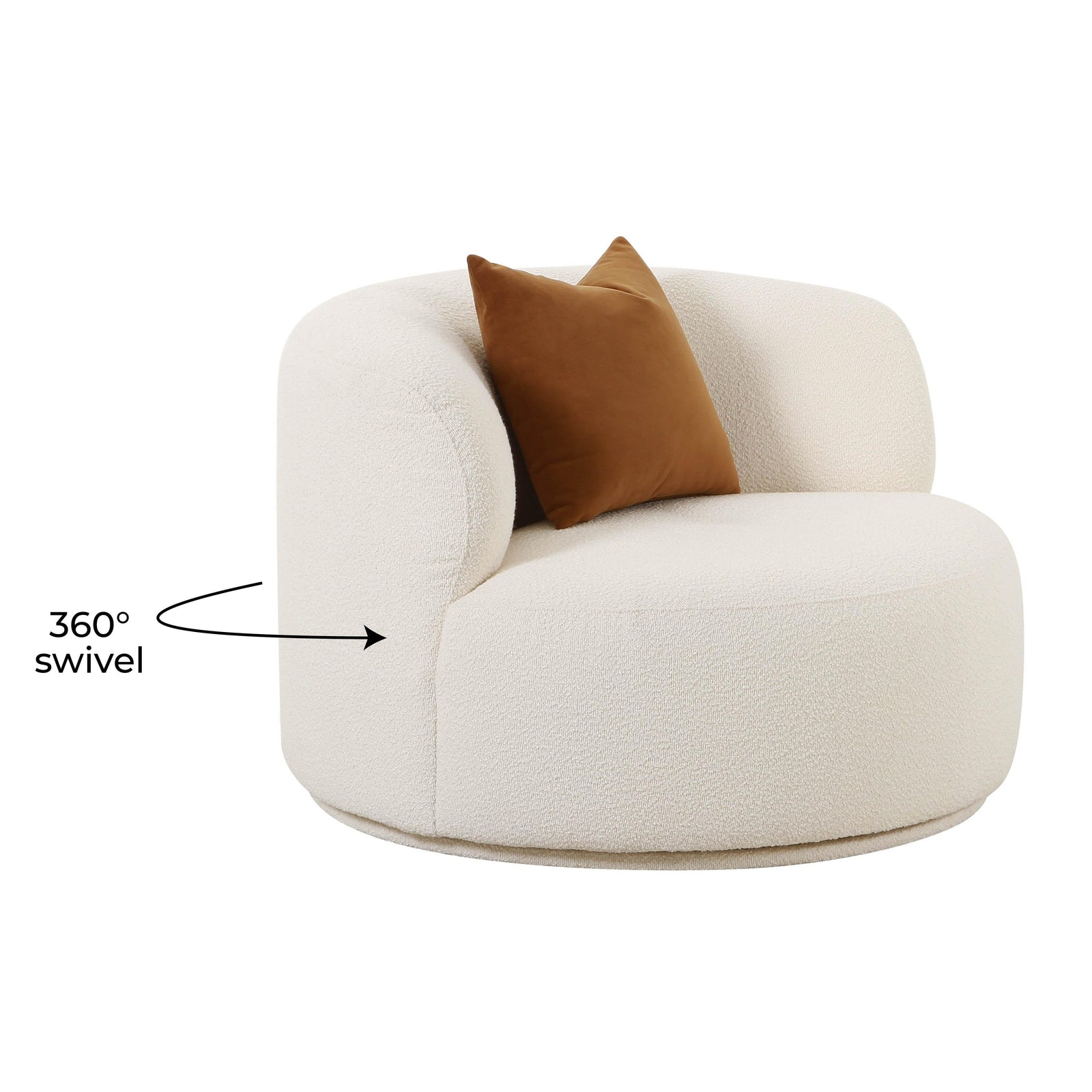 TOV Furniture Fickle Cream Boucle Swivel Chair
