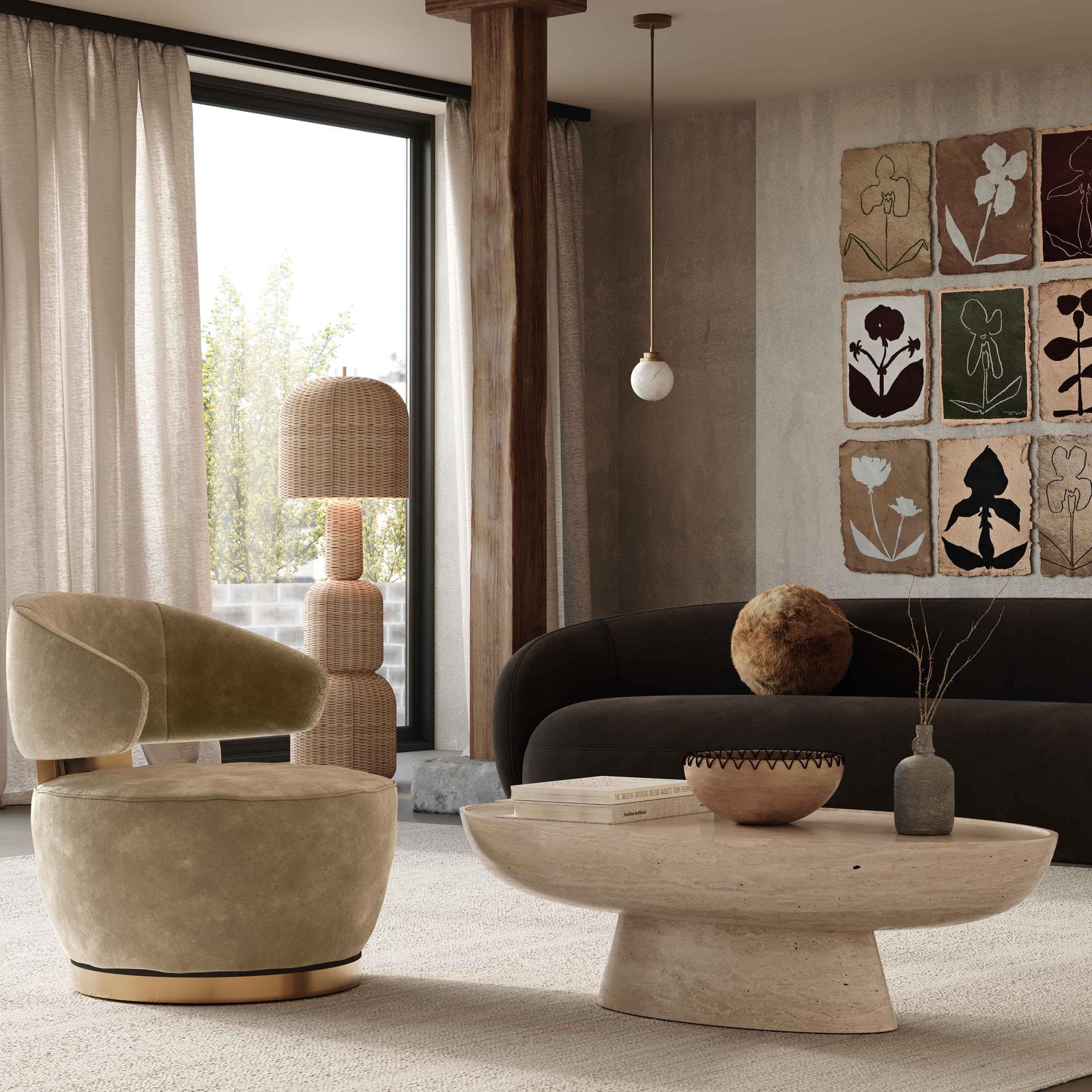 TOV Furniture Austin Recycled Fabric Swivel Chair